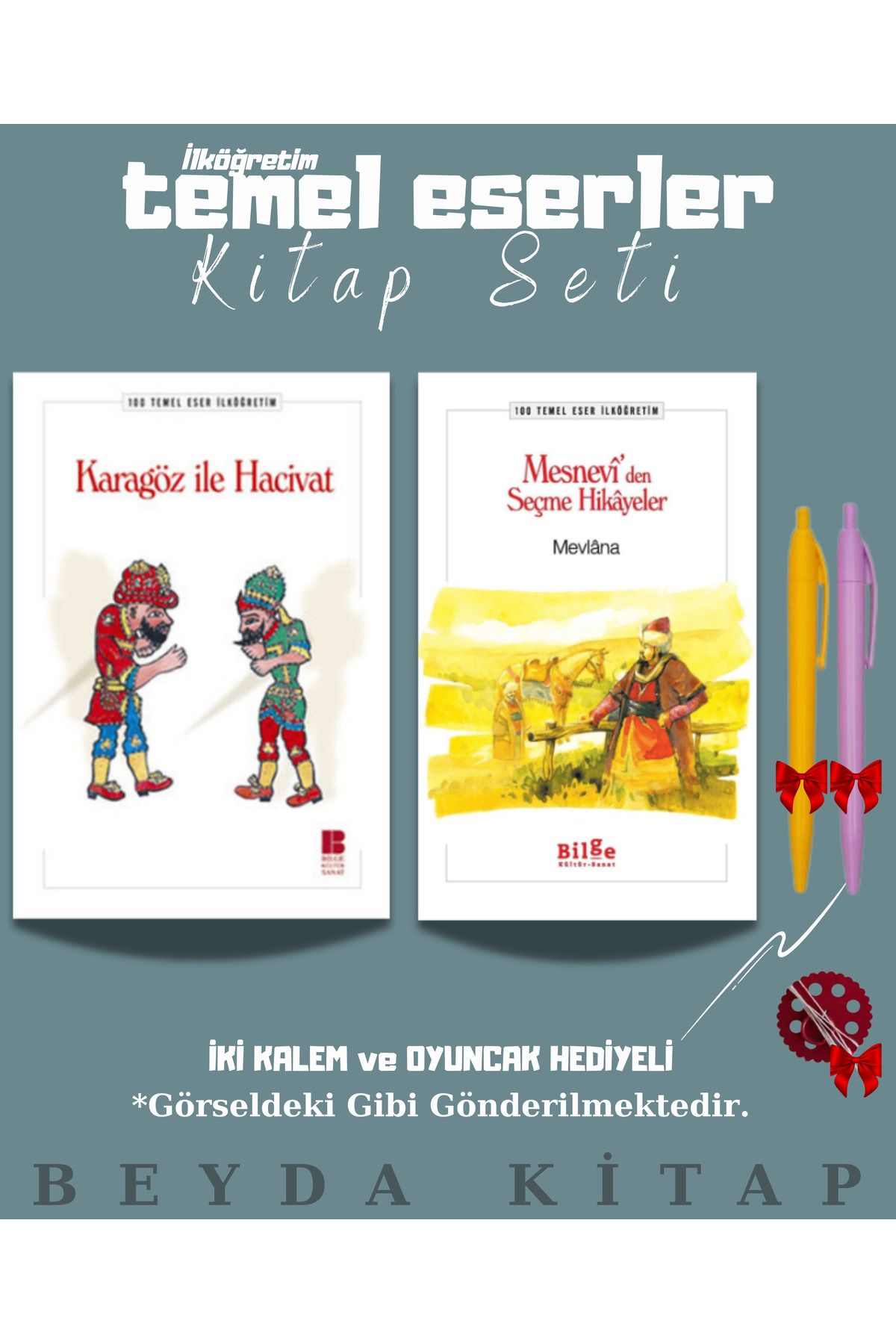 Bilge Kültür Sanat Karagöz ile Hacivat - Mesneviden Hikayeler - Oyuncak ve Kalem - 100 Temel Eser Kitap Seti