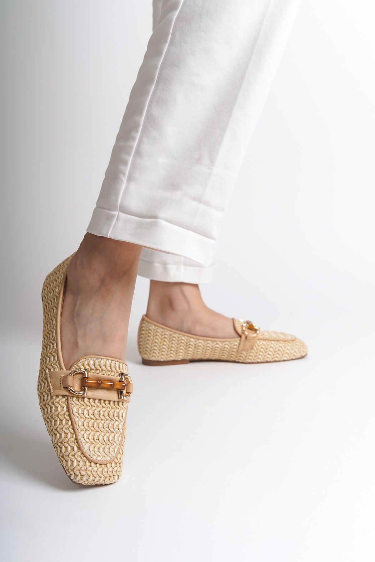 لوفر نود زنانه Wicker Handikali چرمی Loafer کفش Capone Outfitters