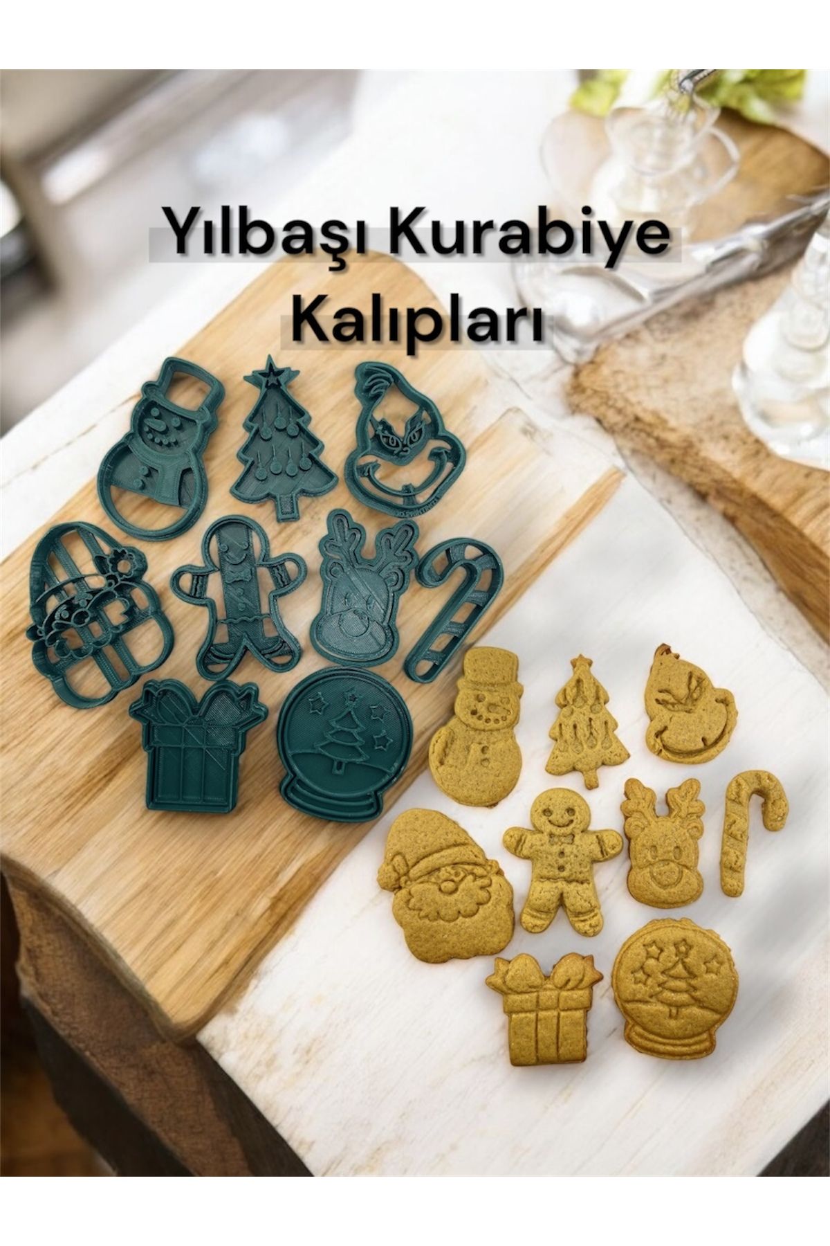 Bilgin Üretim Yılbaşı Temalı Kurabiye Kalıbı Seti Noel Kardan Adam Çam Ağacı Geyik Şeker Kamışı Kar Küresi
