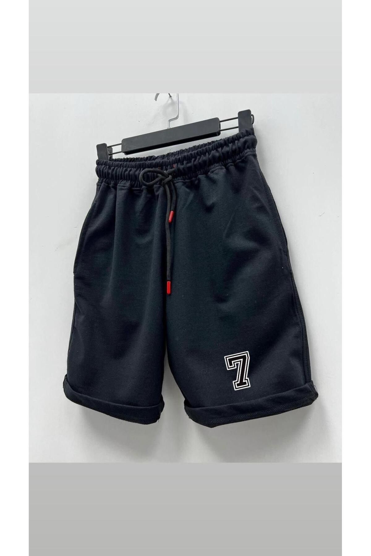 woonkey UNISEX BEL LASTİKLİ SİYAH YAZLIK TREND ŞORT