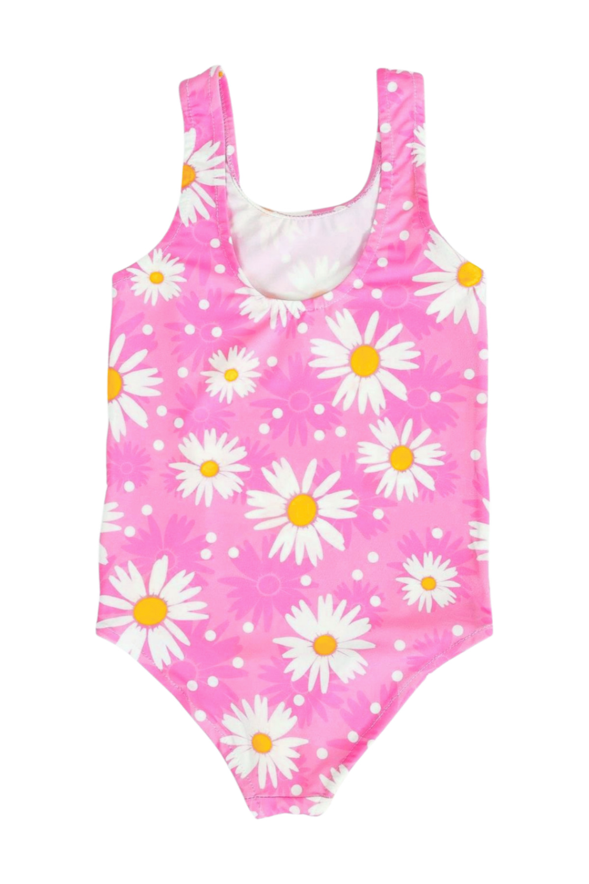 FırsatYeri Kız Çocuk Mayo Pembe Beyaz Papatya Desenli Rahat Hızlı Kuruyan Mayo Deniz Havuz Plaj Mayosu fotoğrafı 2 (önizleme)