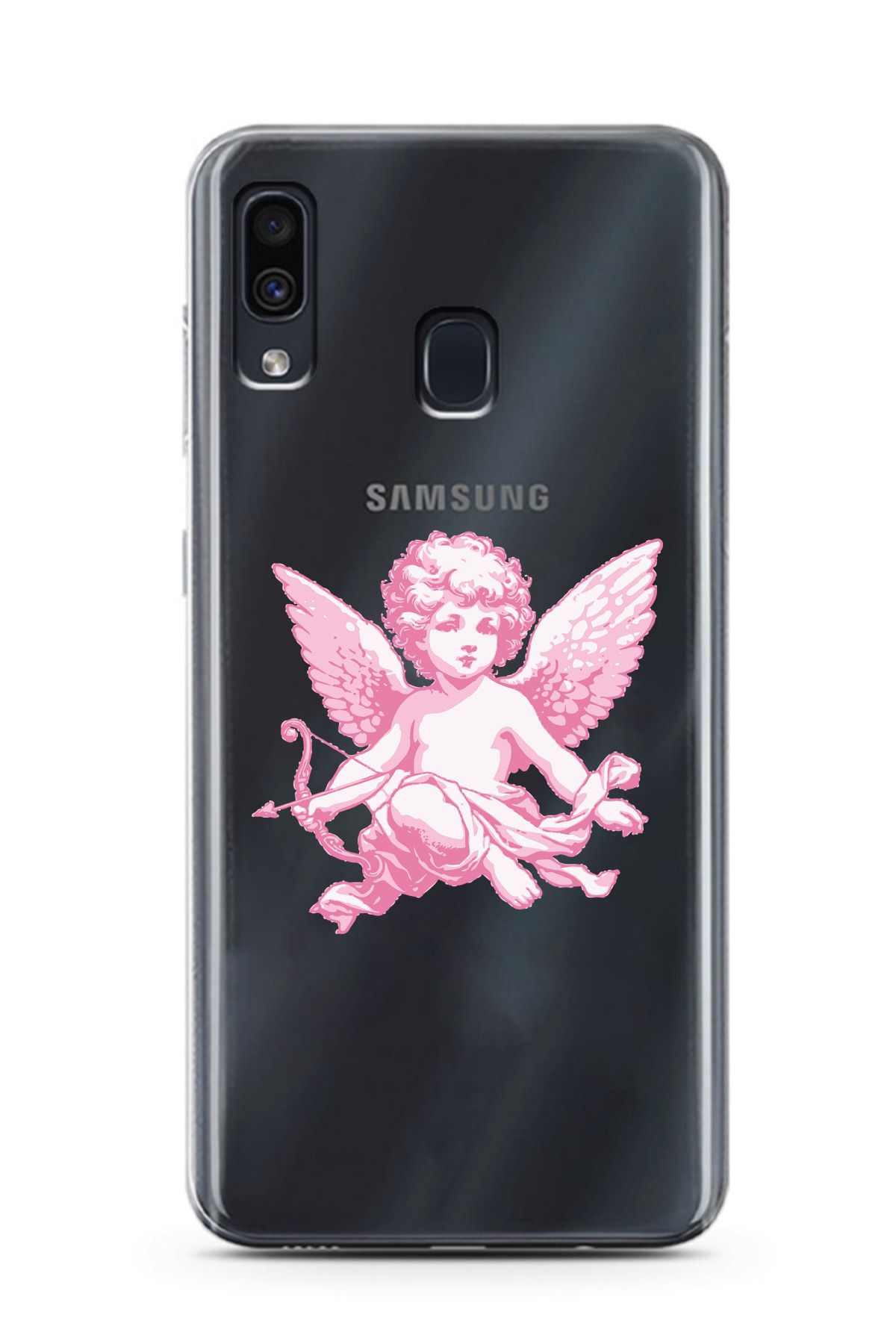 moonset Samsung Galaxy A20 / A30 Uyumlu Melek Tasarımlı Baskılı Şeffaf Telefon Kılıfı