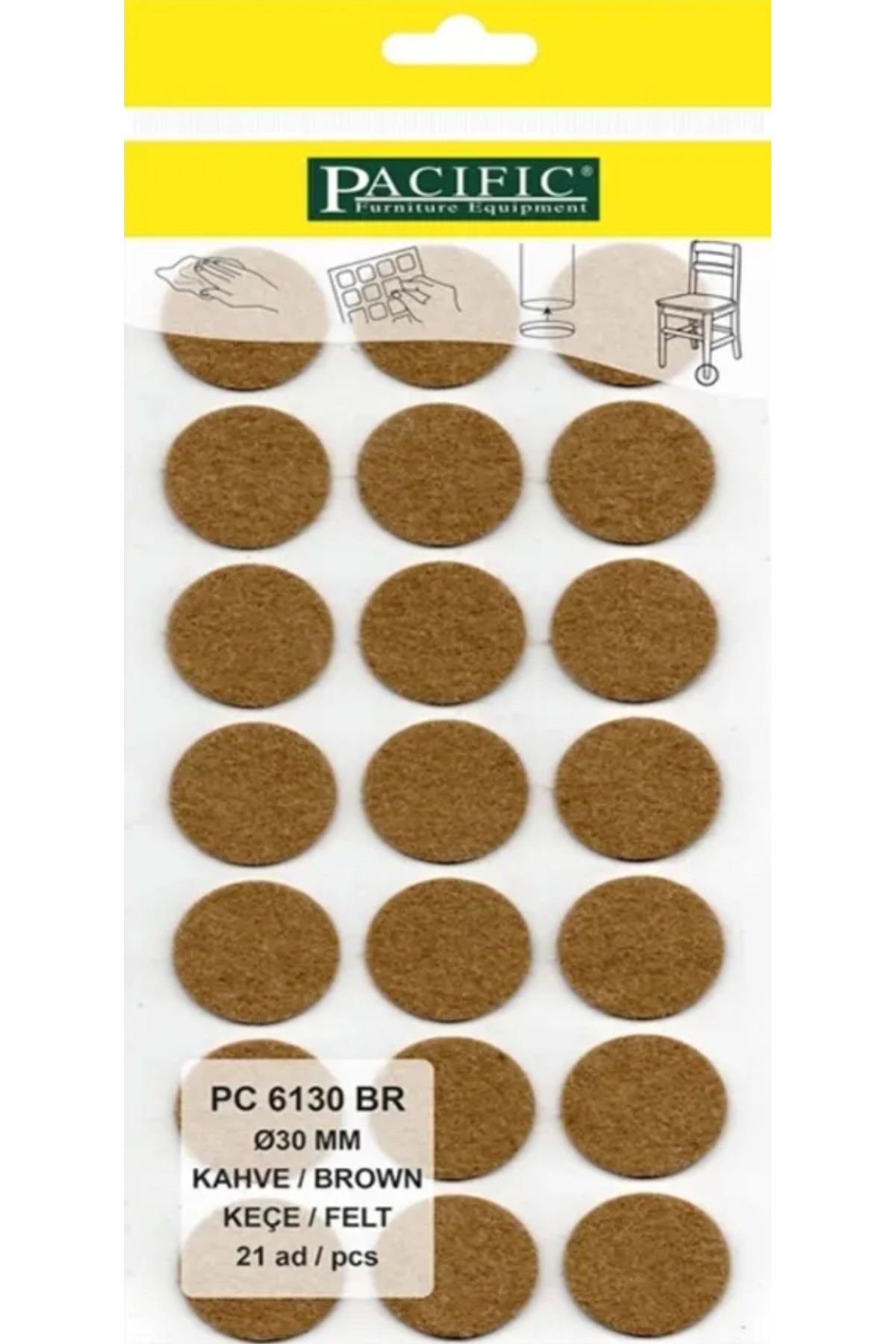 HAMADEX 30mm Yapışkanlı Keçe Mobilya Masa Sandalye Parke Zemin Koruyu Kaydırmaz Keçe(21 li paket)