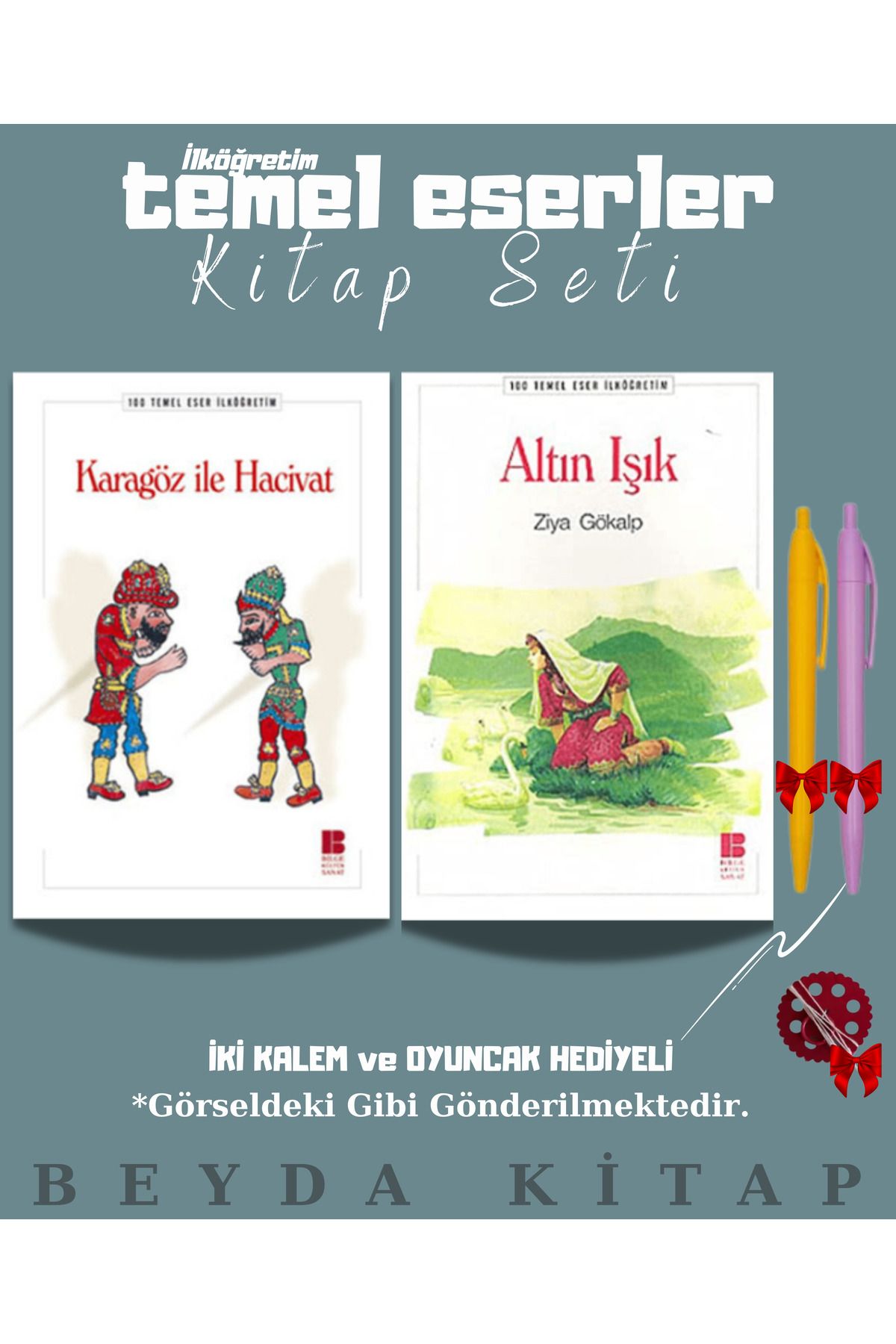 Bilge Kültür Sanat Karagöz ile Hacivat - Altın - Oyuncak ve Kalem Hediyeli - 100 Temel Eser Kitap Seti