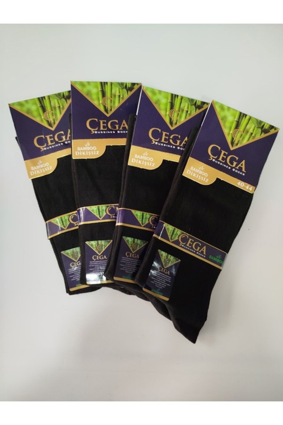 Çega Socks Düz renk dikişsiz 4'lü bambu erkek siyah soket çorap