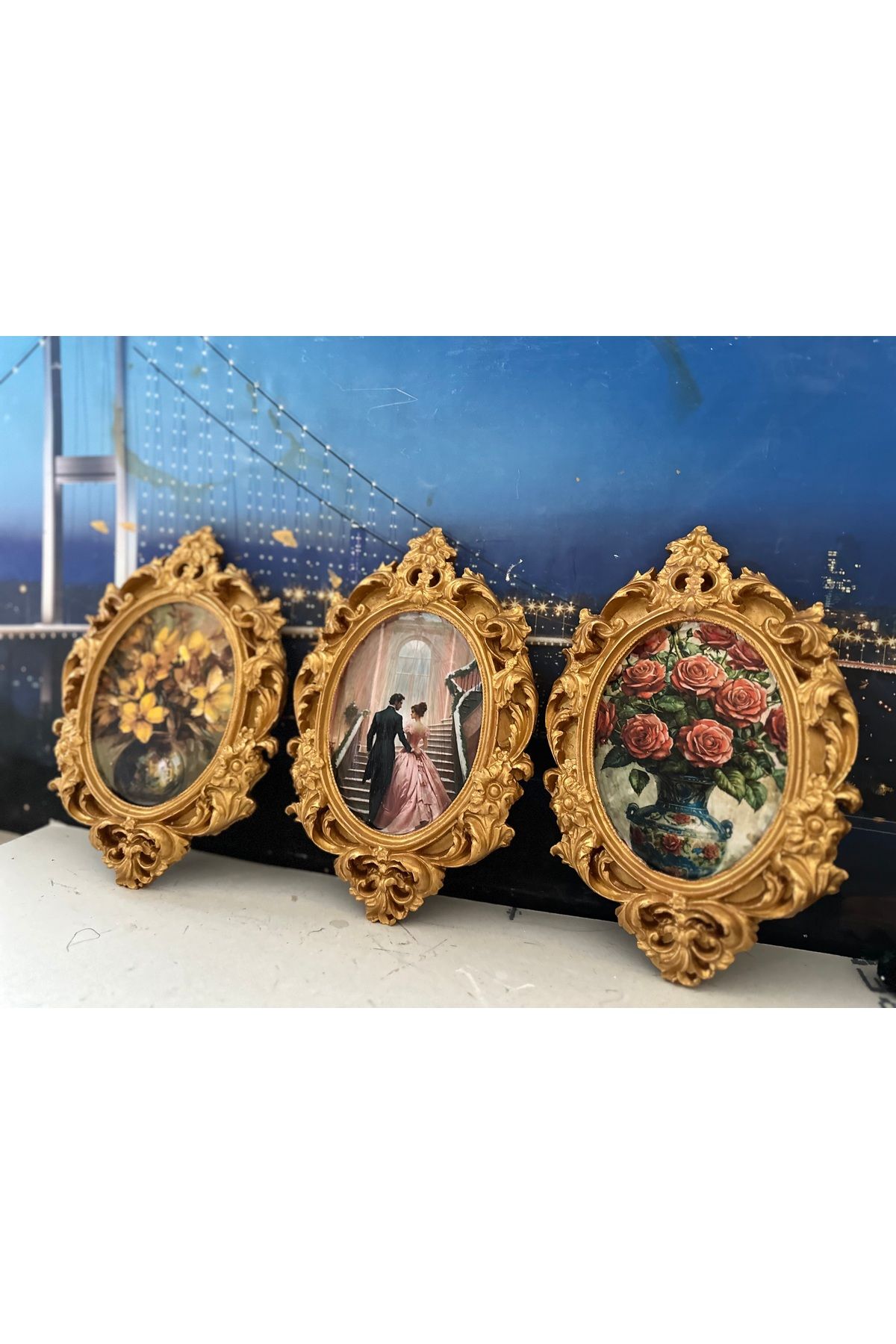 busraconcept El yapımı tablo vintage tarzı 3lü duvar pano