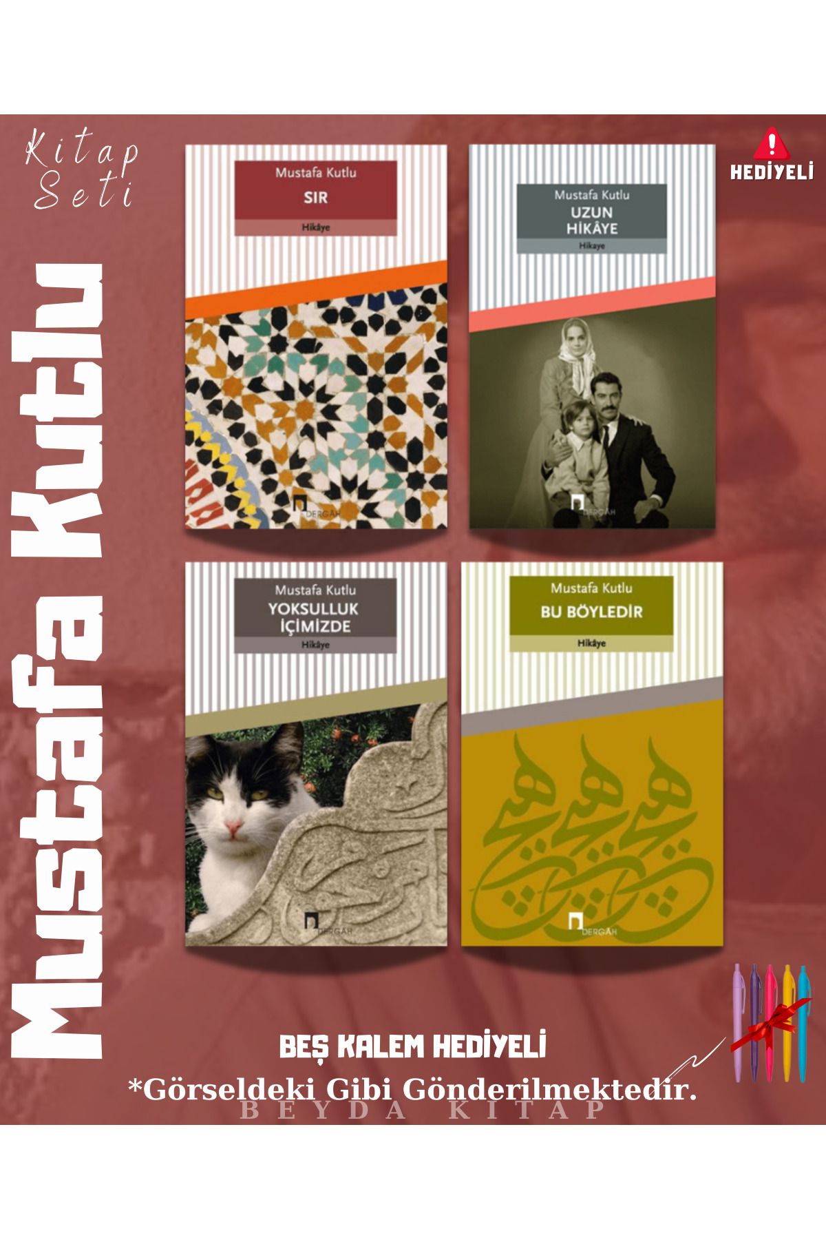 Dergah Yayınları Sır - Uzun Hikaye - Yoksulluk İçimizde - Bu Böyledir - Mustafa Kutlu - Kitap Seti -Kalem Hediyeli