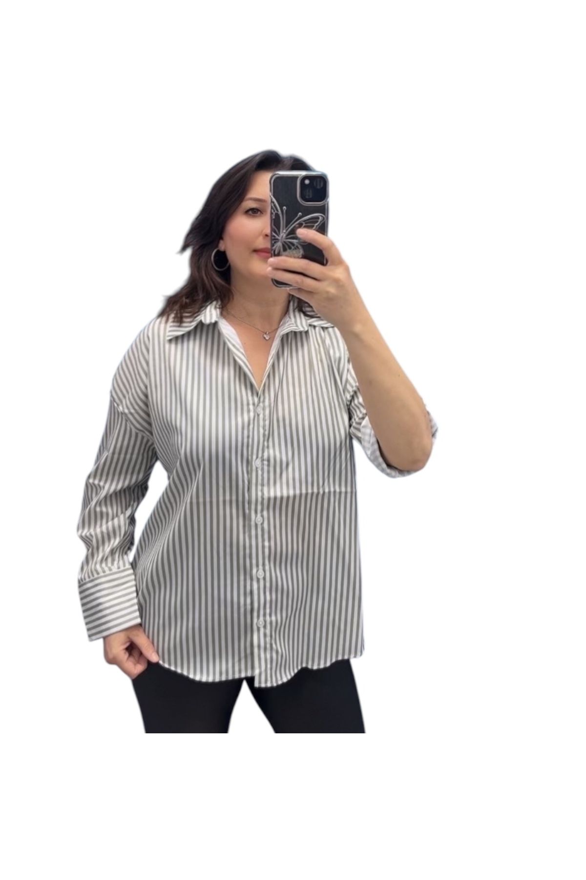 Bisou GRİ ÇİZGİLİ GÖMLEK