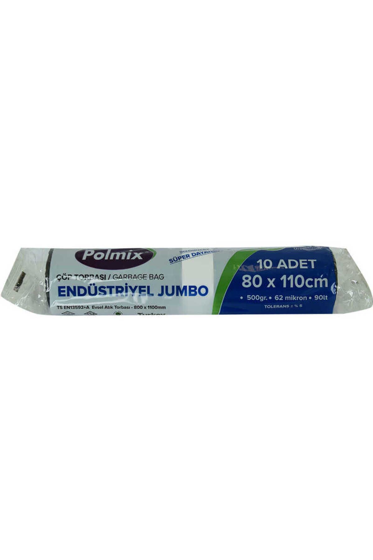 TimeStart Çöp Torbası Jumbo Boy 80x110Cm 500Gr 62Mikron 90Lt Siyah Rulo 10 Adet