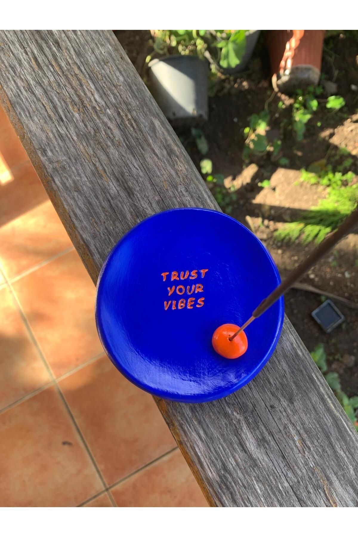 Merkür Candle El Yapımı Seramik Tütsülük Lacivert Arkadaşa Hediye Trust Your Vibes