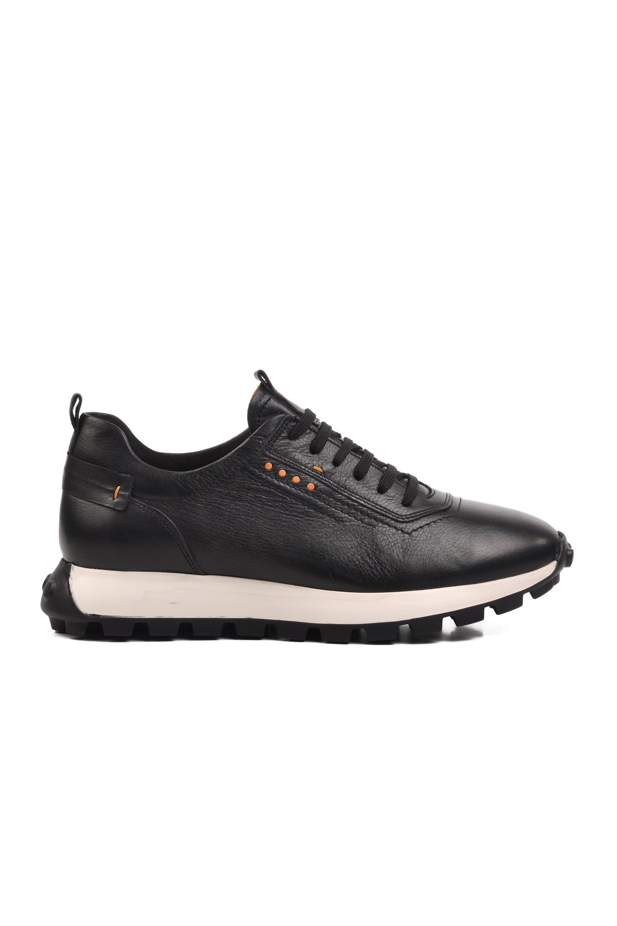 Aspor Siyah Hakiki Deri Erkek Sneaker Ayakkabı