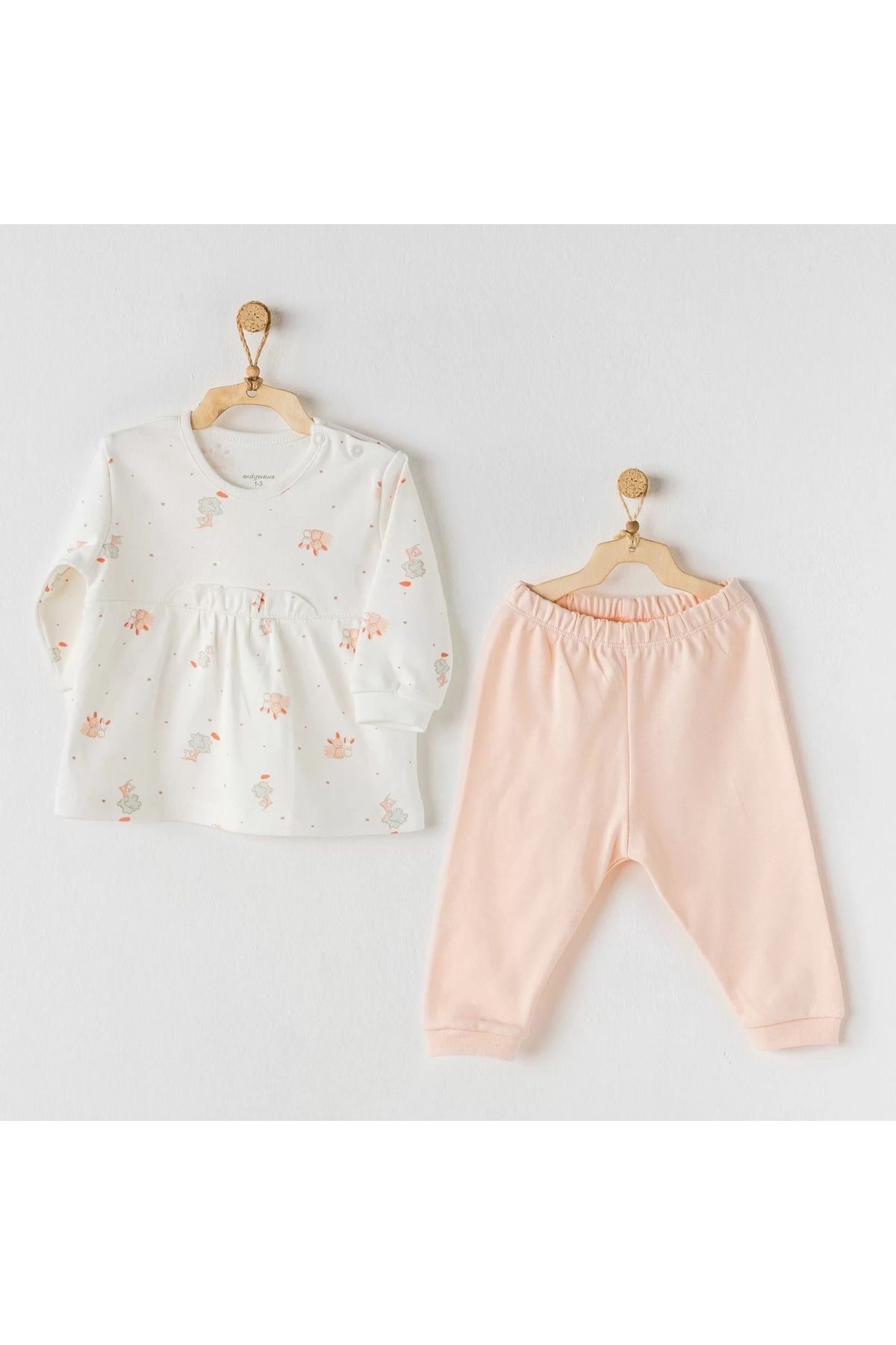 Shop58 Hiding Rabbits 2li Bebek Takım Ecru Salmon