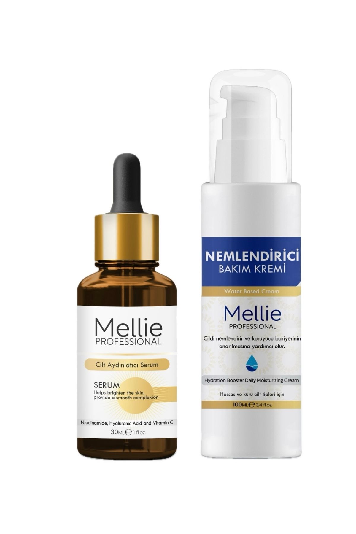 Mellie Professional Cilt Aydınlatıcı Serum ve Nemlendirici Bakım Kremi