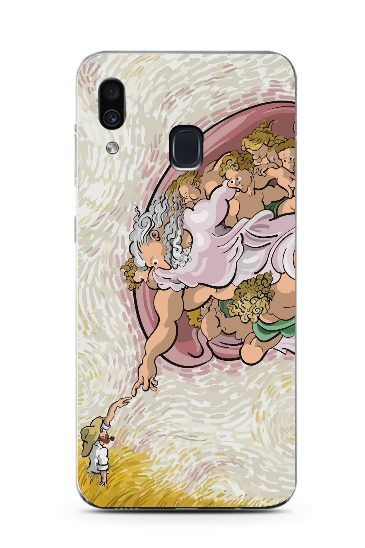 moonset Samsung Galaxy A20 / A30 Uyumlu Van Gogh Tasarımlı Baskılı Şeffaf Telefon Kılıfı