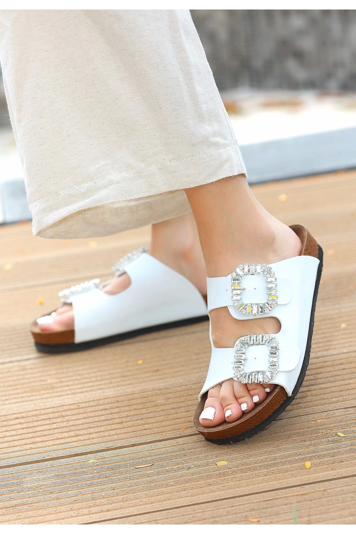 Shop58 Nool Beyaz Cilt Terlik