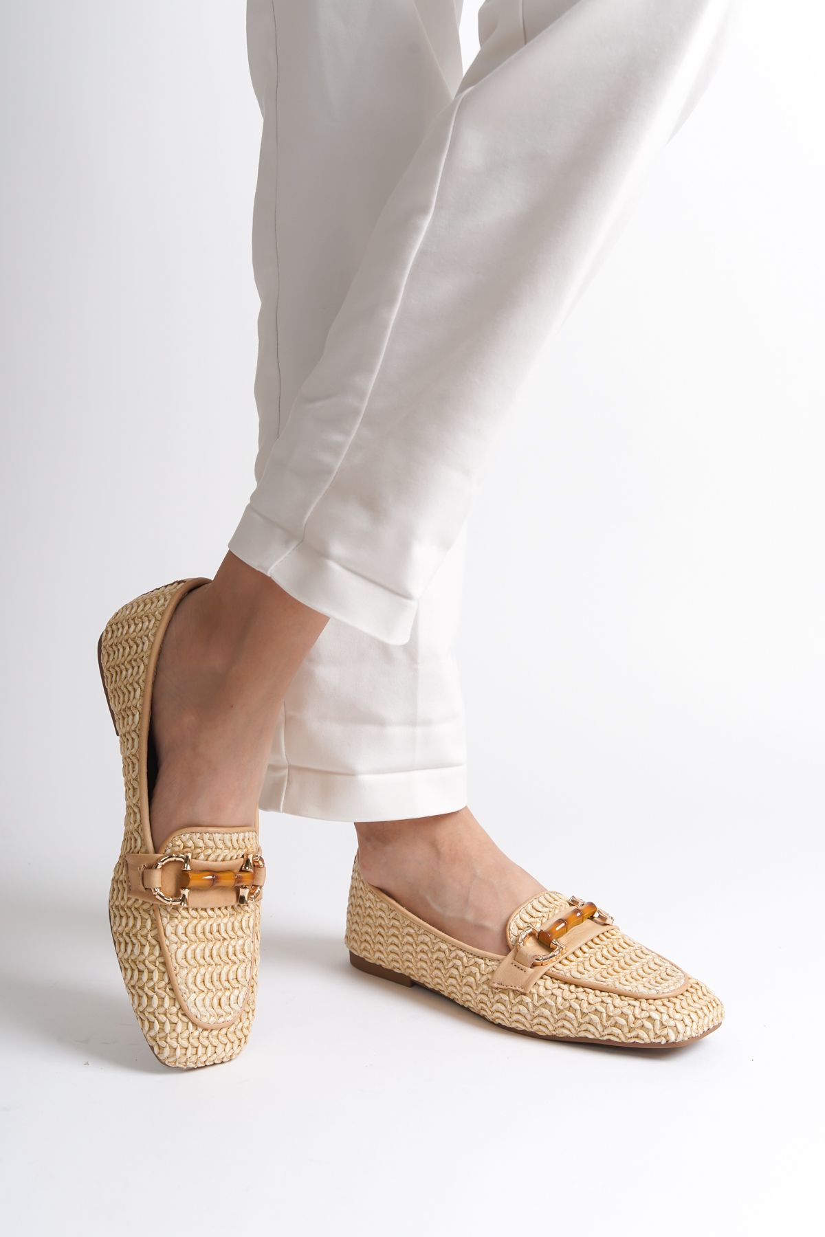 لوفر نود زنانه Wicker Handikali چرمی Loafer کفش Capone Outfitters