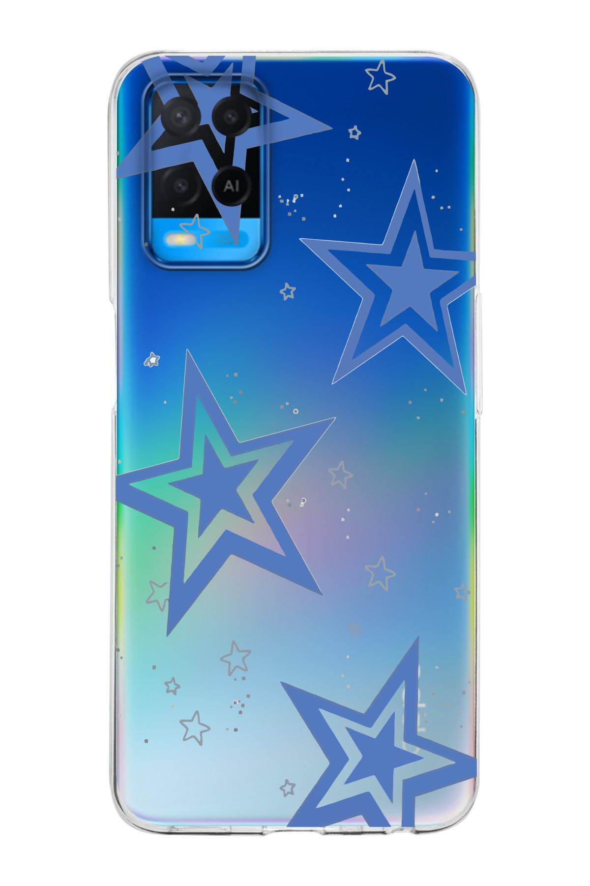 moonset Oppo A54 Uyumlu Yıldız Tasarımlı Baskılı Şeffaf Telefon Kılıfı
