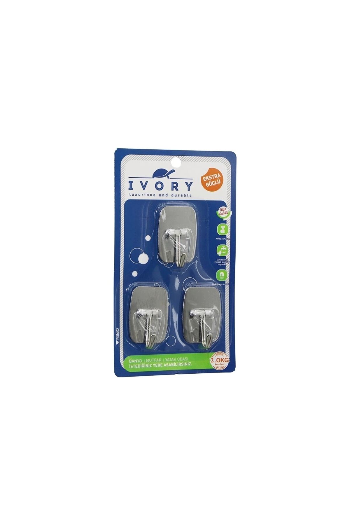 STOREMAX 3PCS DİKDÖRTGEN - KOMPLE METAL YAPIŞKAN ASKI 2KG TAŞIMA (5047)