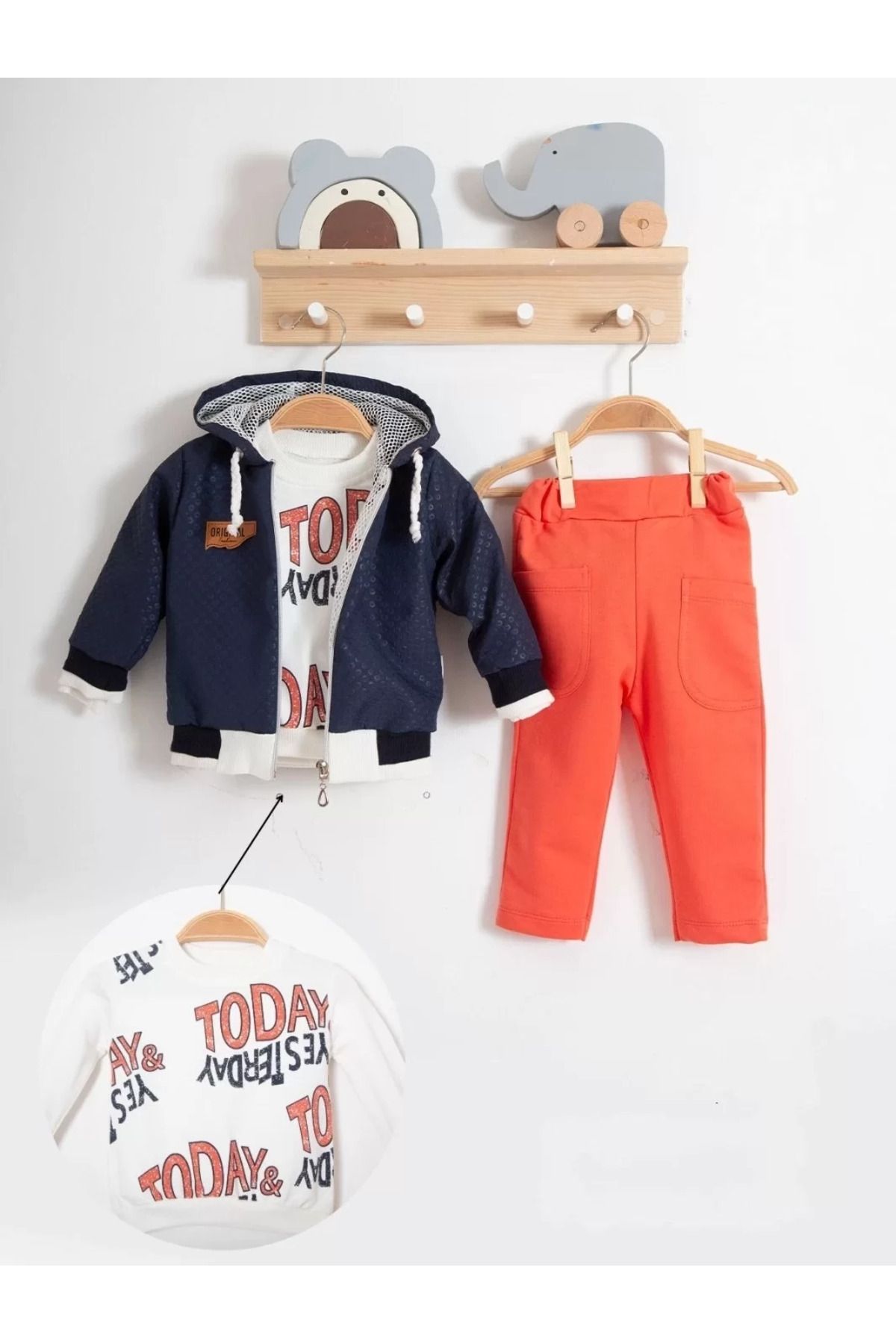 Shop58 Erkek Bebek Today Baskılı Yağmurluk 3'lü Takım