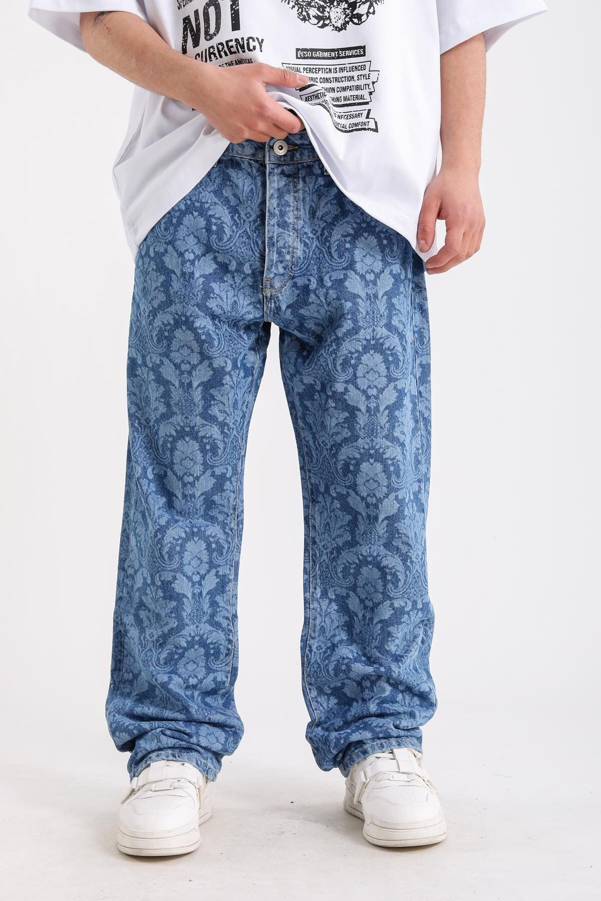 Jr.Crime Etnik Desenli Baggy Jean Pantolon