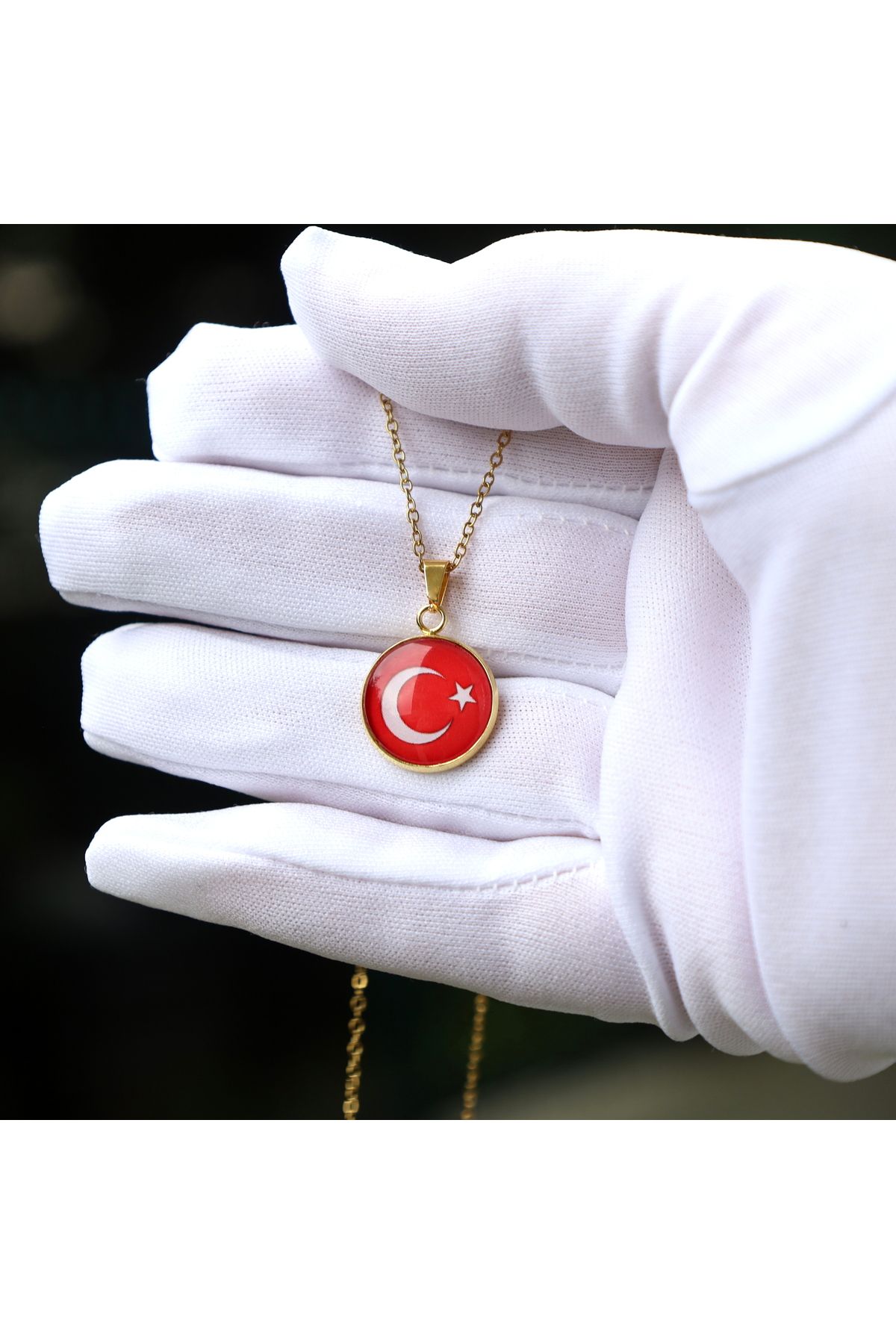 666 Türkiye Bayrağı 14 Ayar Altın Kaplama Paslanmaz Çelik Mini Kolye Mini Kolye İnce Zincir Ülke Bayrak