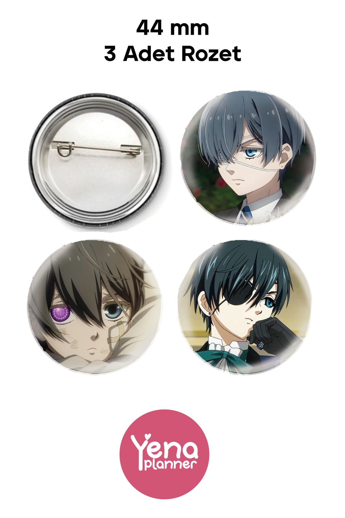 Yenaplanner Black Butler , Kuroshitsuji Çanta Süsü / Rozet Seti / Açacak Anahtarlık