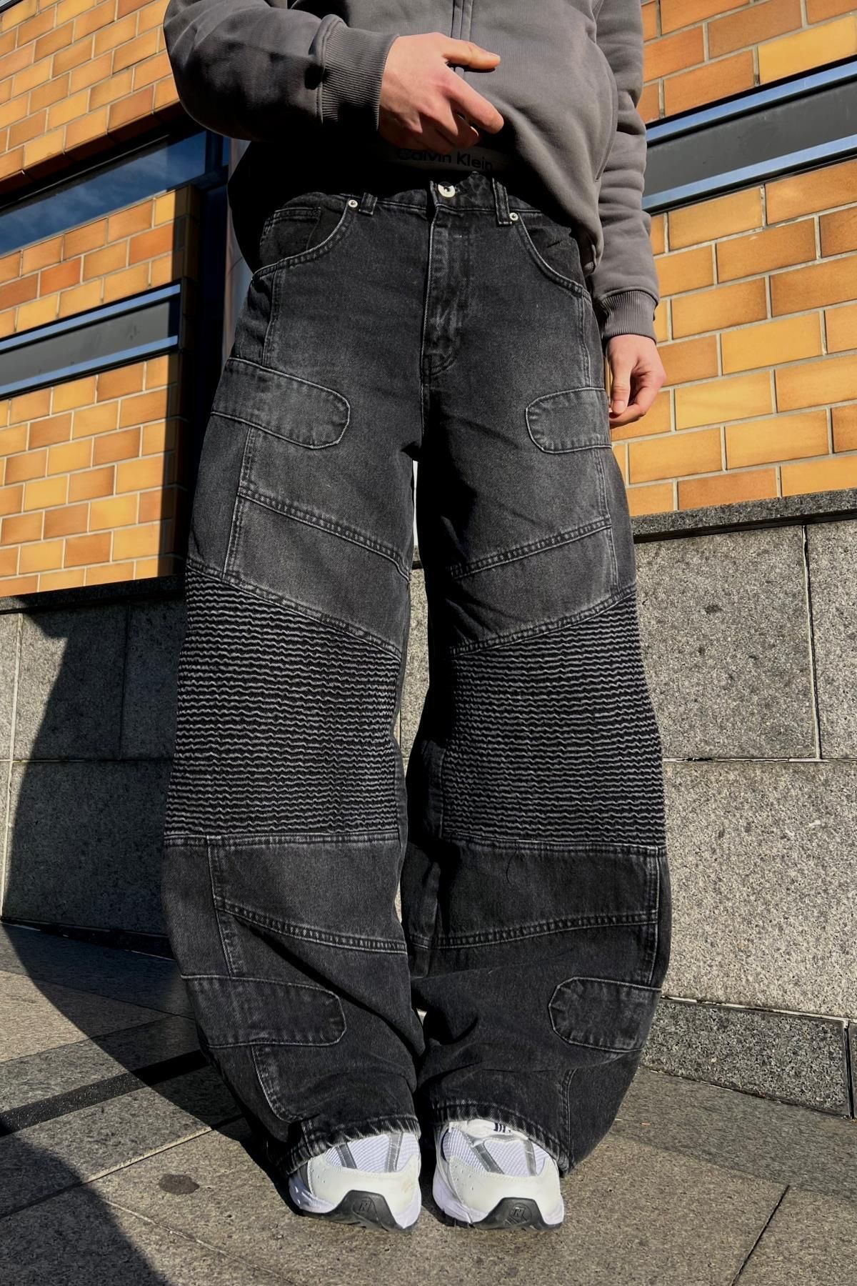 Jr.Crime Füme Blok Detay Baggy Jean Pantolon P1114