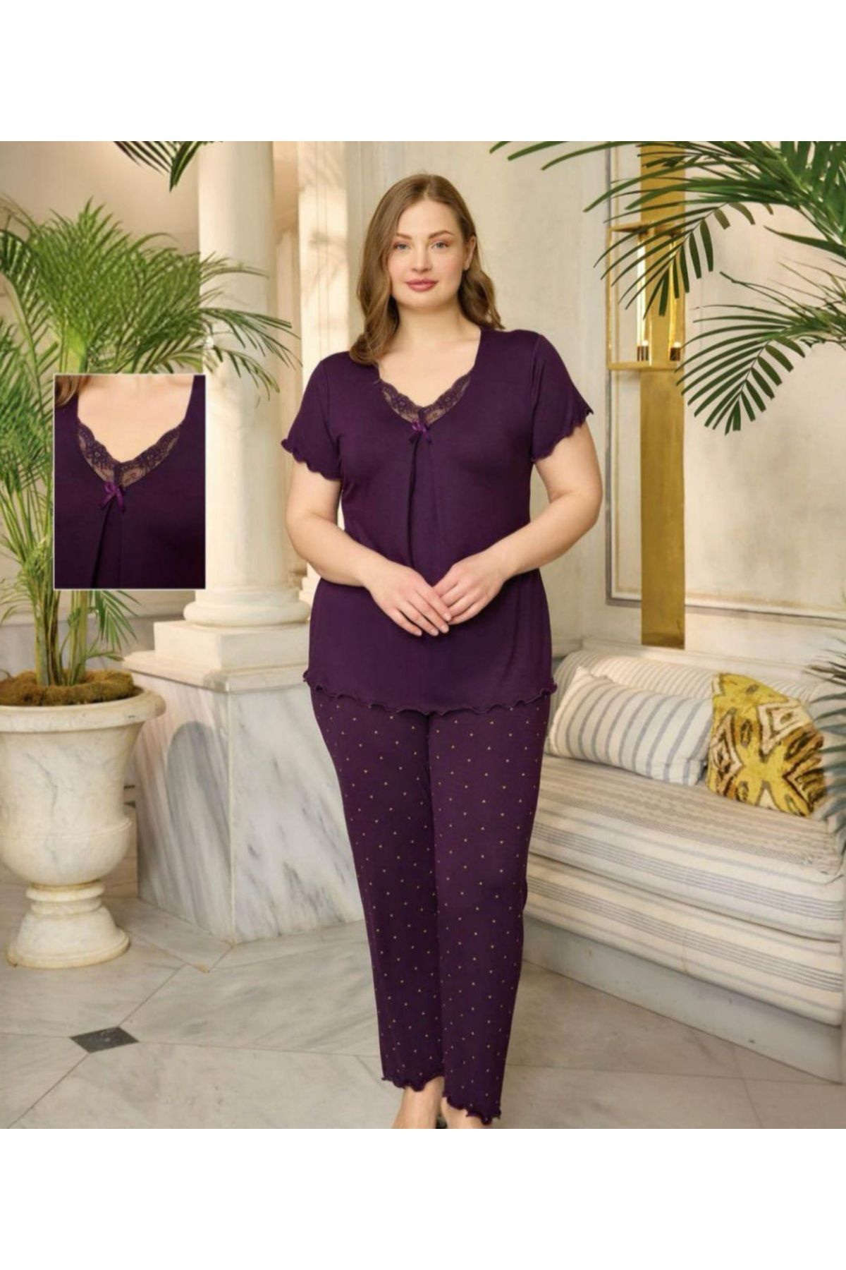 RAHAF TİCARET Kadın Kısa Kollu Pijama Takımı