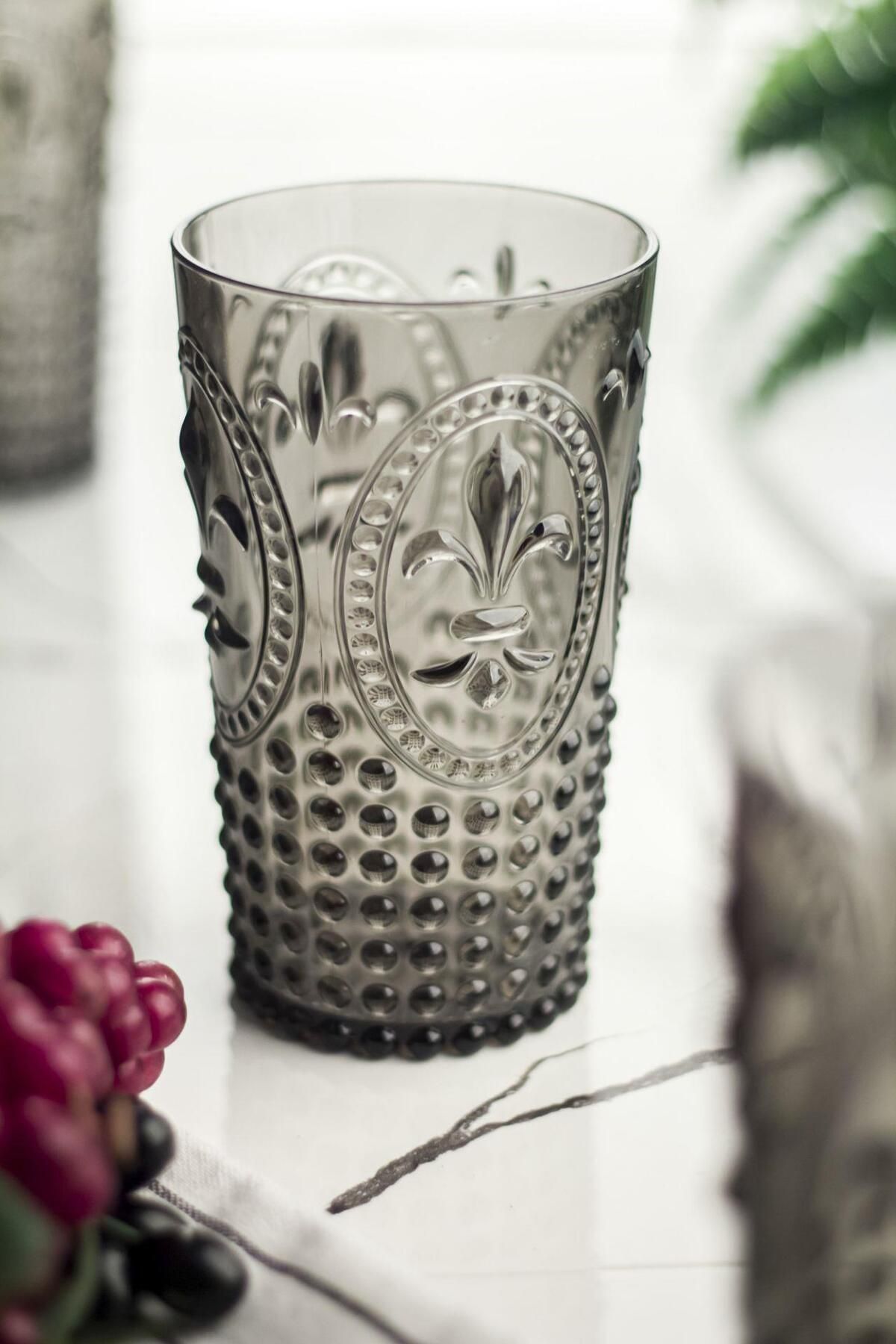 Shop58 Akrilik Füme Tekli Uzun Bardak & Su Meşrubat Bardağı 750 ml ( Büyük Boy & Cam Değildir )