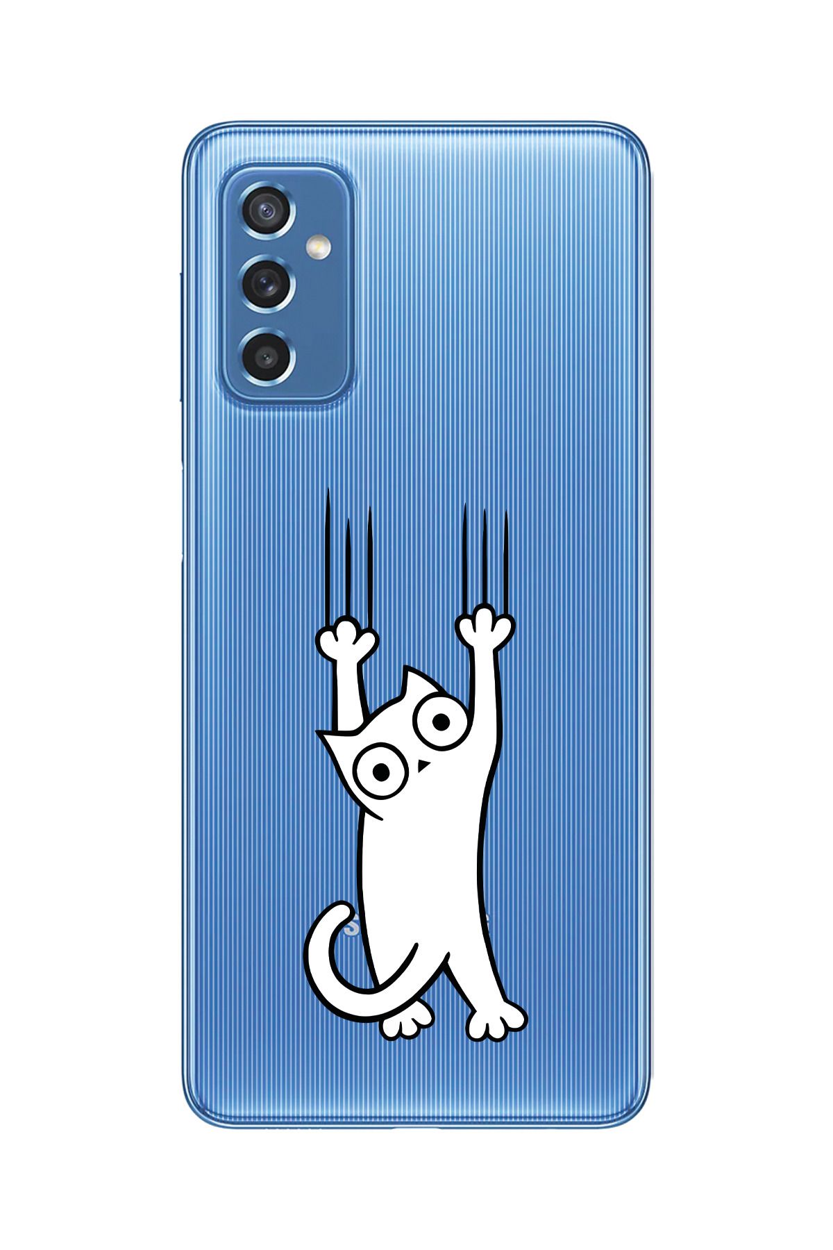 moonset Samsung Galaxy M52 Uyumlu Kedi Tasarımlı Baskılı Şeffaf Telefon Kılıfı