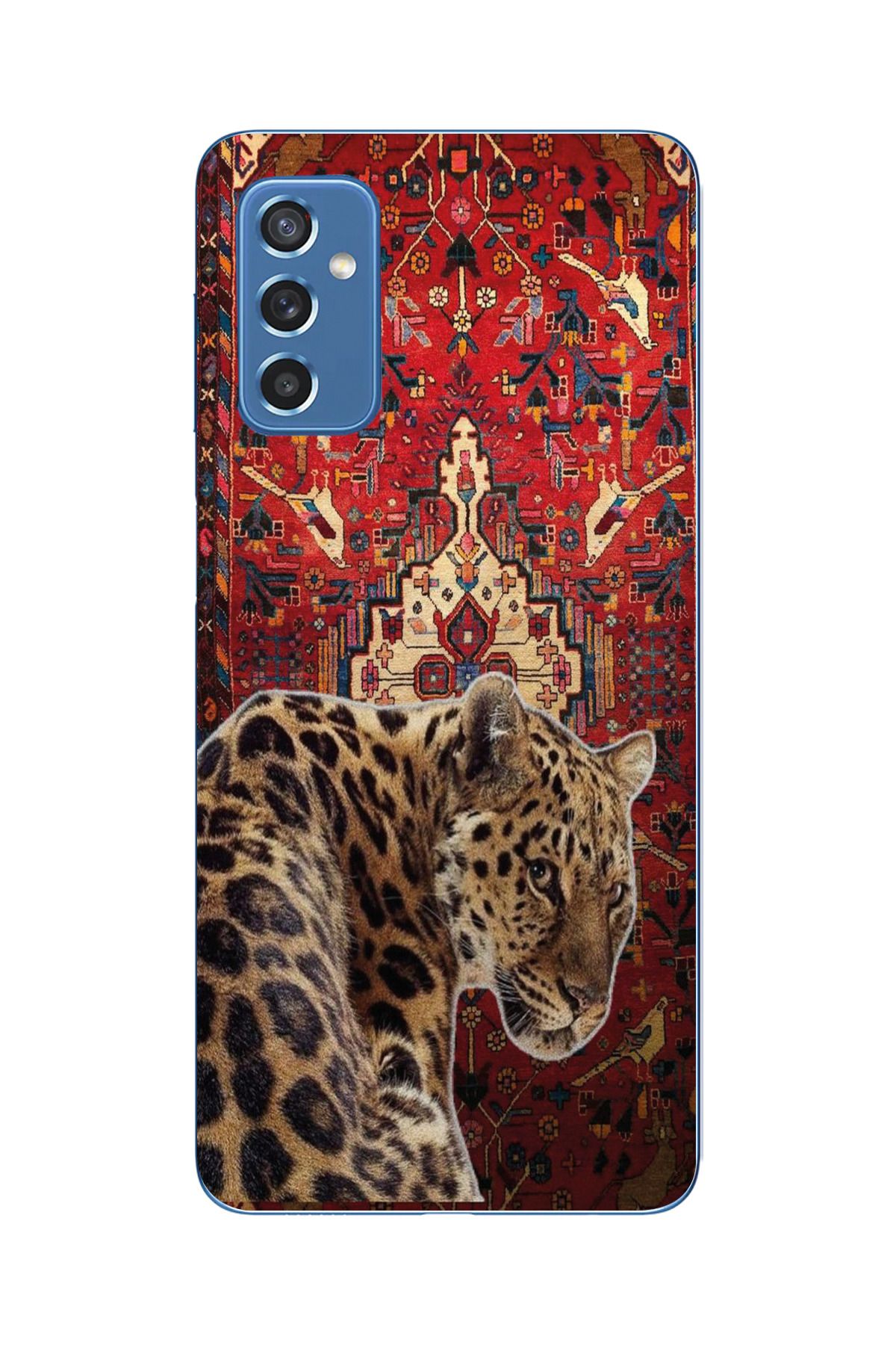 moonset Samsung Galaxy M52 Uyumlu Leopar Tasarımlı Baskılı Şeffaf Telefon Kılıfı