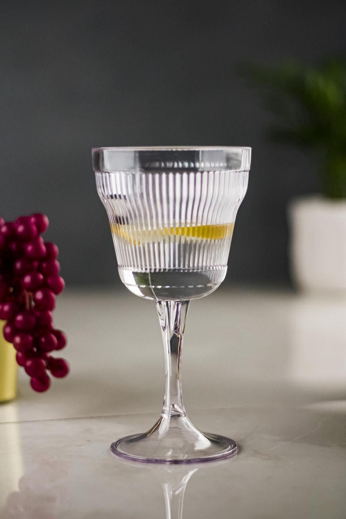 Shop58 Akrilik Şeffaf 6'lı Kadeh & Su Meşrubat Kahve Yanı Bardağı 300 ml ( Cam Değildir )