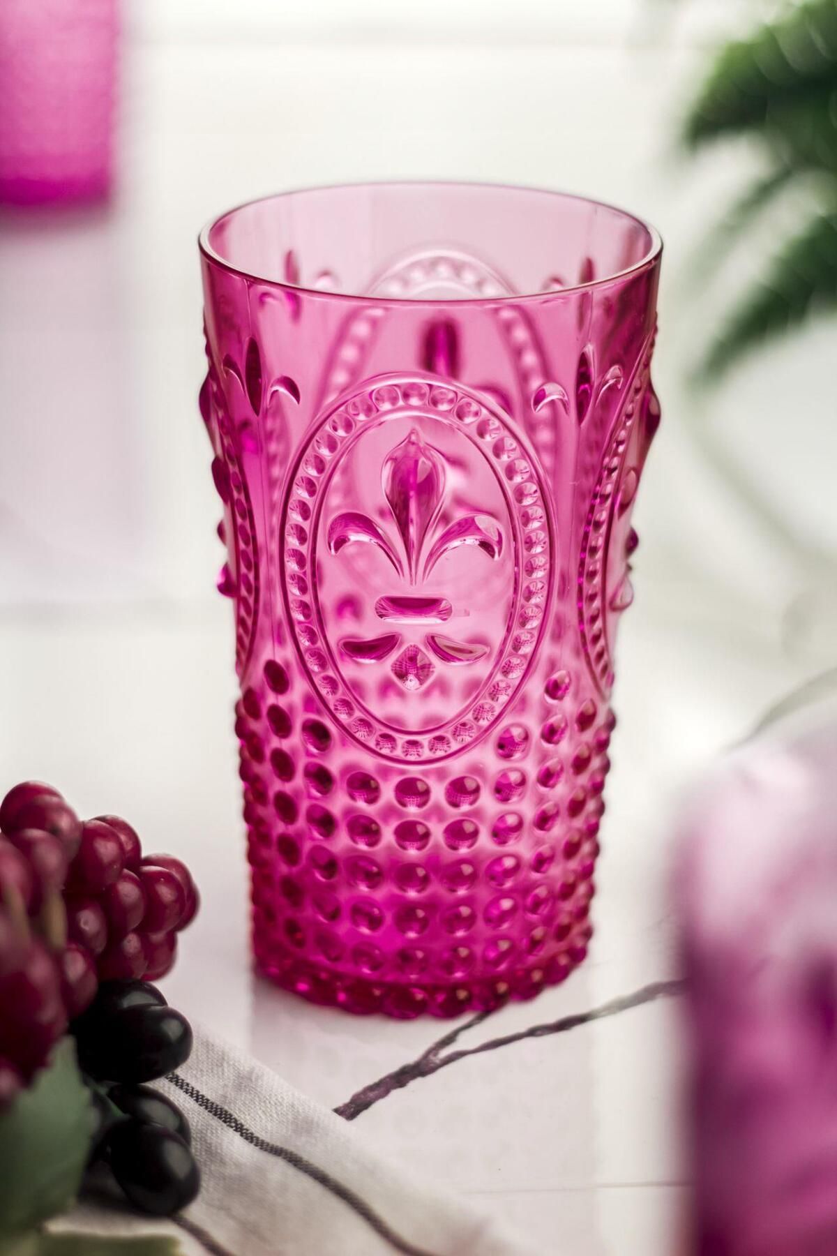 Shop58 Akrilik Pembe Tekli Uzun Bardak & Su Meşrubat Bardağı 750 ml ( Büyük Boy & Cam Değildir )
