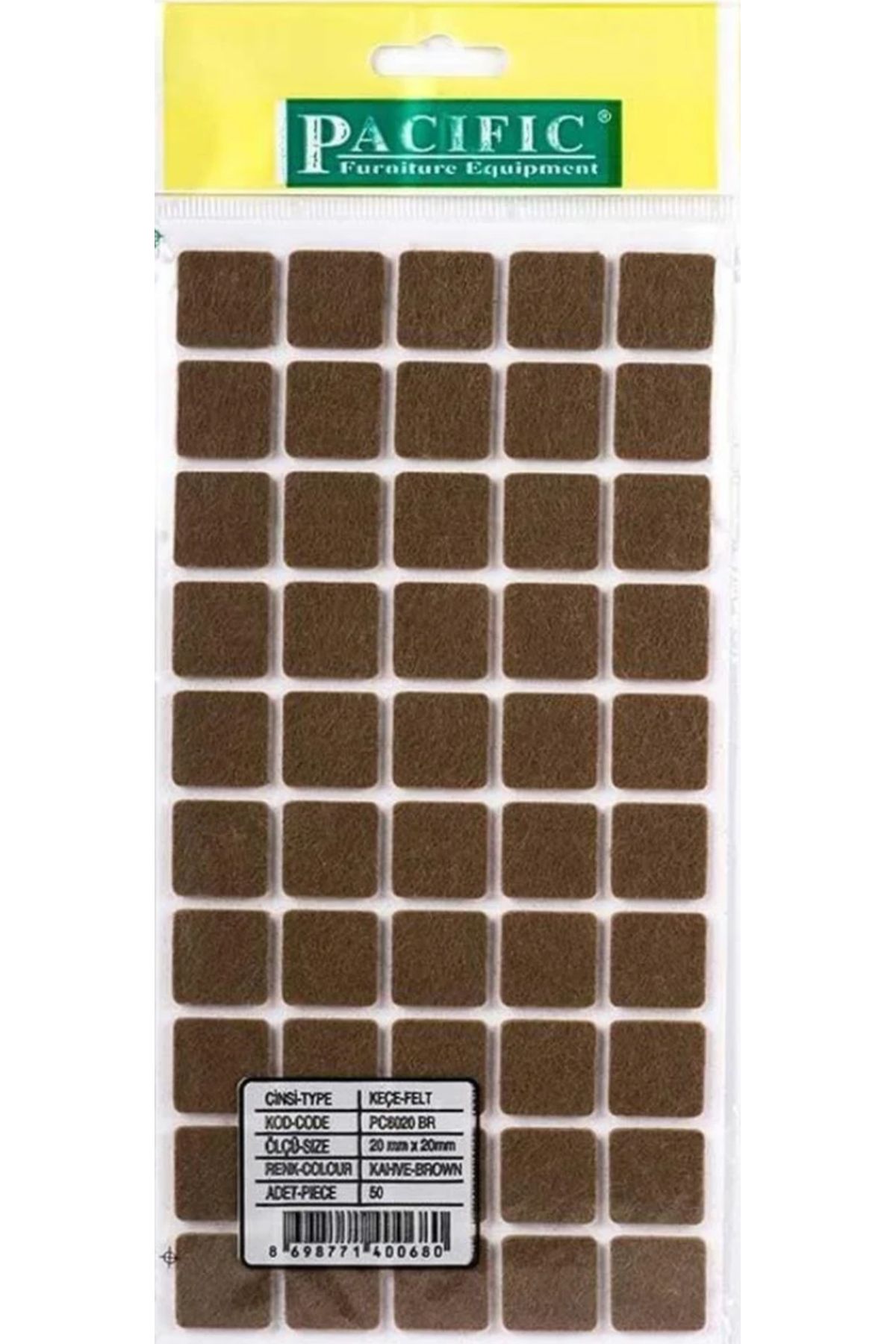 HAMADEX 20x20 mm Yapışkanlı Keçe Mobilya Masa Sandalye Parke Zemin Koruyu Kaydırmaz Keçe (50 li paket)