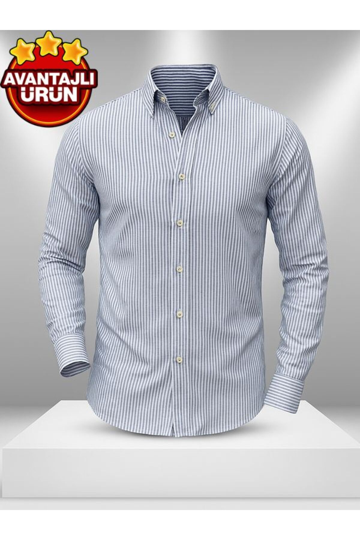 LC Waikiki Keten Çizgili Slim Fit Şık Premium Kalite Düğmeli Pamuklu Erkek Gömlek Klasik ve Spor Giyim