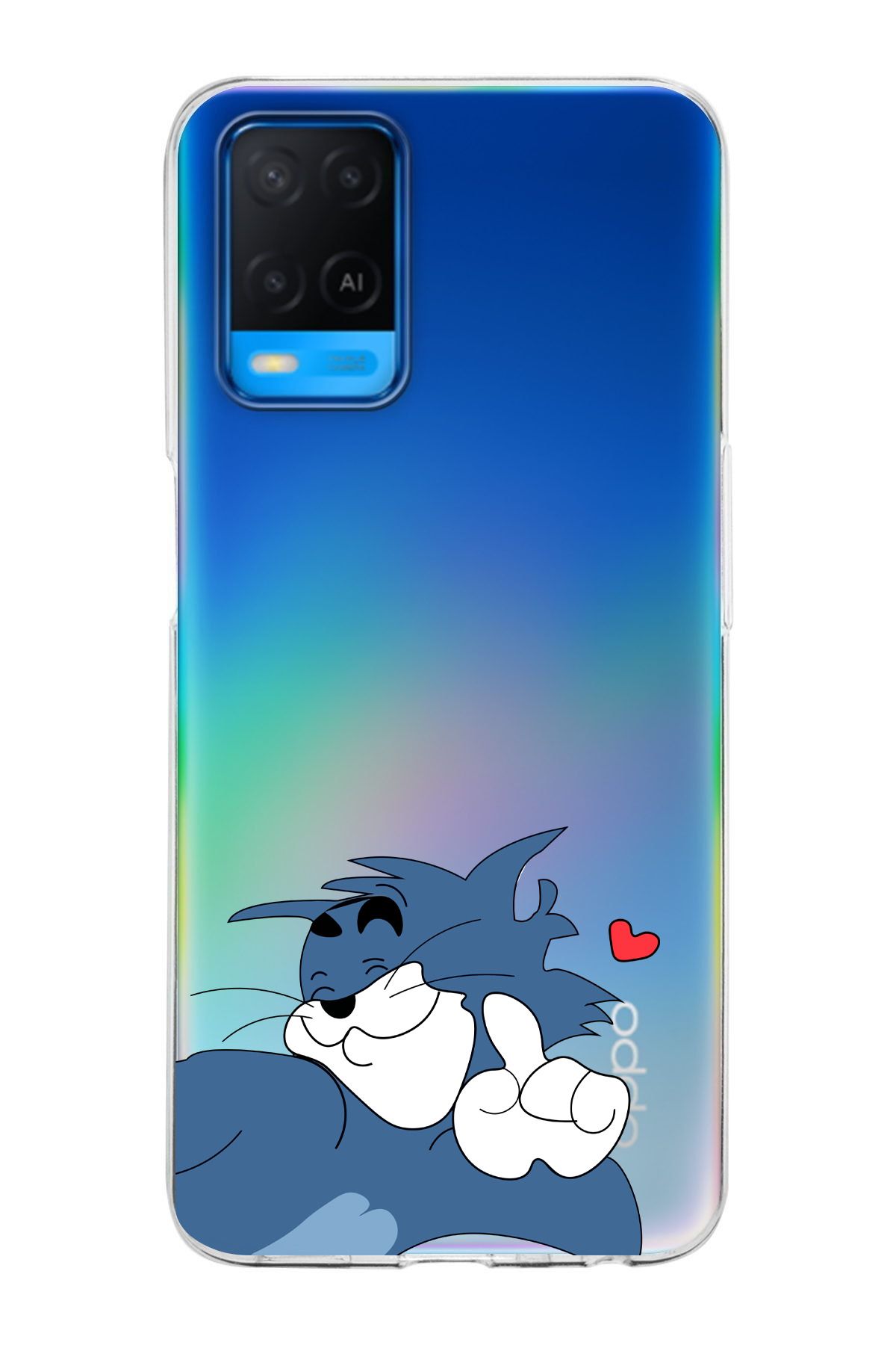 moonset Oppo A54 Uyumlu Tom Tasarımlı Baskılı Şeffaf Telefon Kılıfı