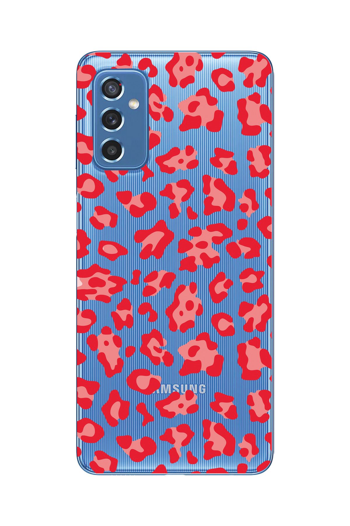 moonset Samsung Galaxy M52 Uyumlu Leopar Desen Tasarımlı Baskılı Şeffaf Telefon Kılıfı