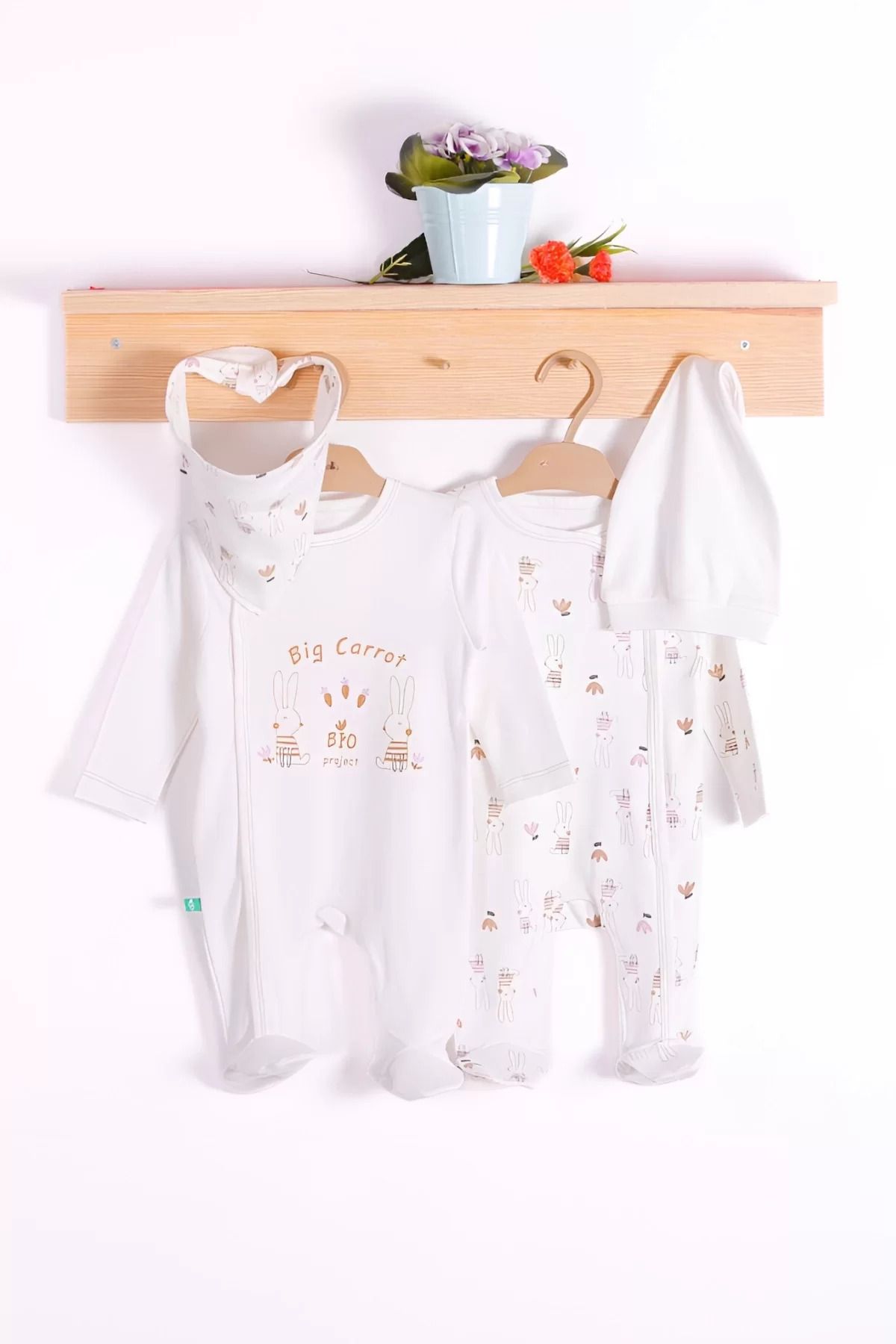 Shop58 Big Carrot Desenli Kız Bebek 4'lü Tulum Seti