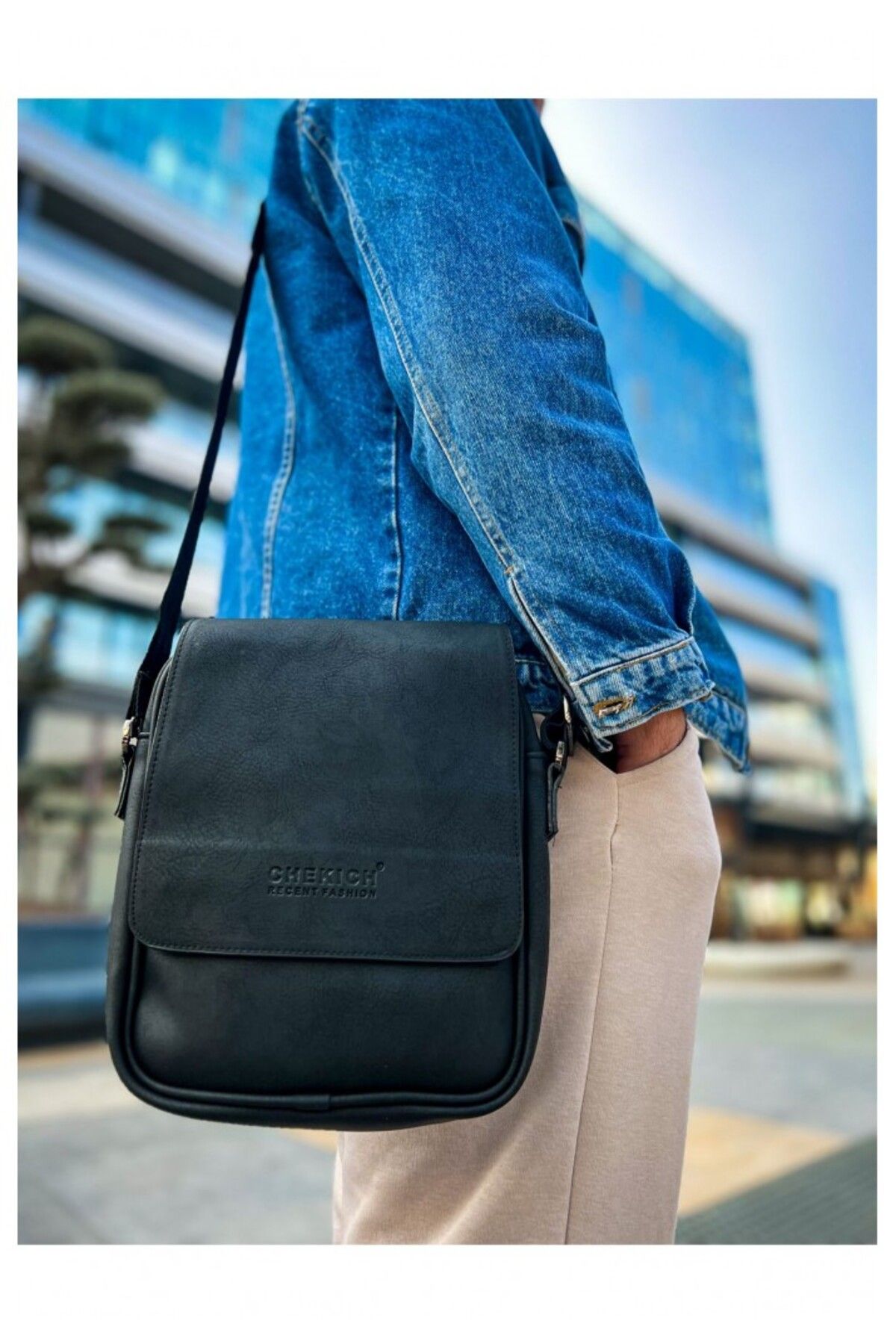 Apollo Butik CNT009 Cilt Deri Erkek Yan Omuz Çantası SIYAH