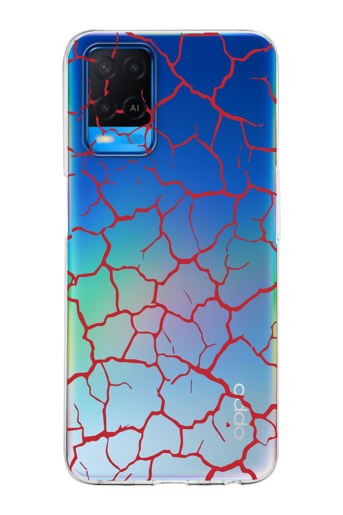 moonset Oppo A54 Uyumlu Şekiller Tasarımlı Baskılı Şeffaf Telefon Kılıfı