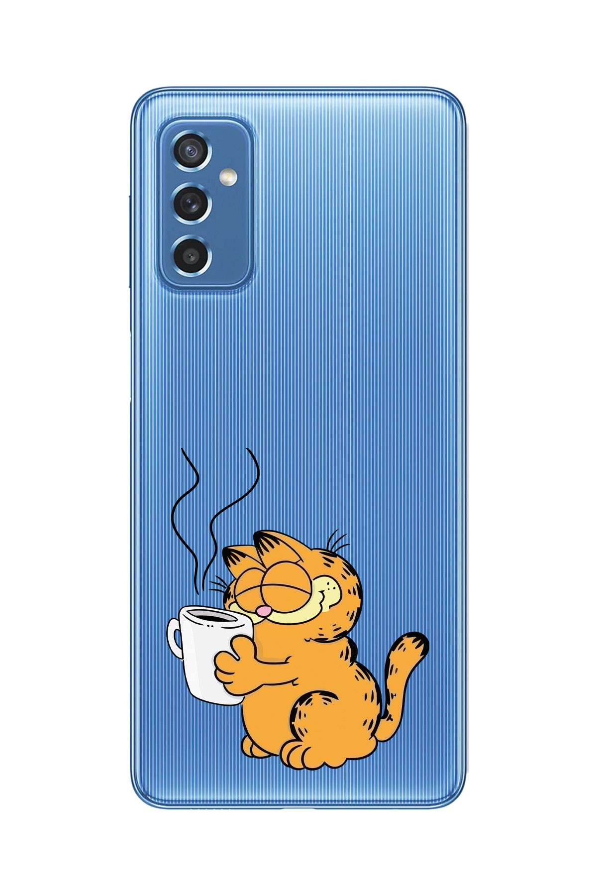 moonset Samsung Galaxy M52 Uyumlu Garfield Tasarımlı Baskılı Şeffaf Telefon Kılıfı
