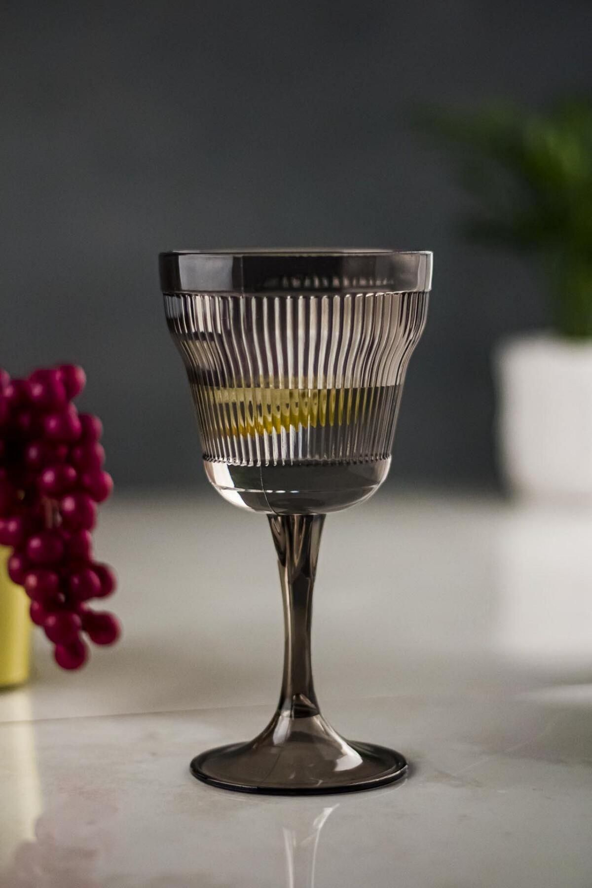 Shop58 Akrilik Füme Tekli Kadeh & Su Meşrubat Kahve Yanı Bardağı 300 ml ( Cam Değildir )