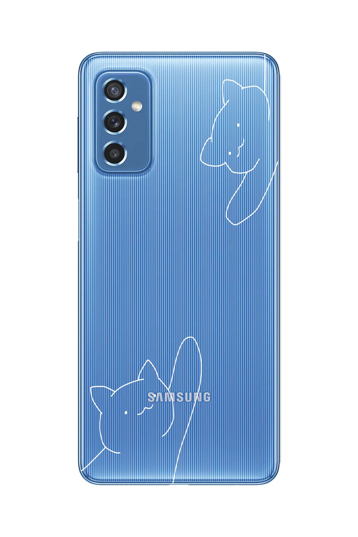 moonset Samsung Galaxy M52 Uyumlu Kediler Tasarımlı Baskılı Şeffaf Telefon Kılıfı