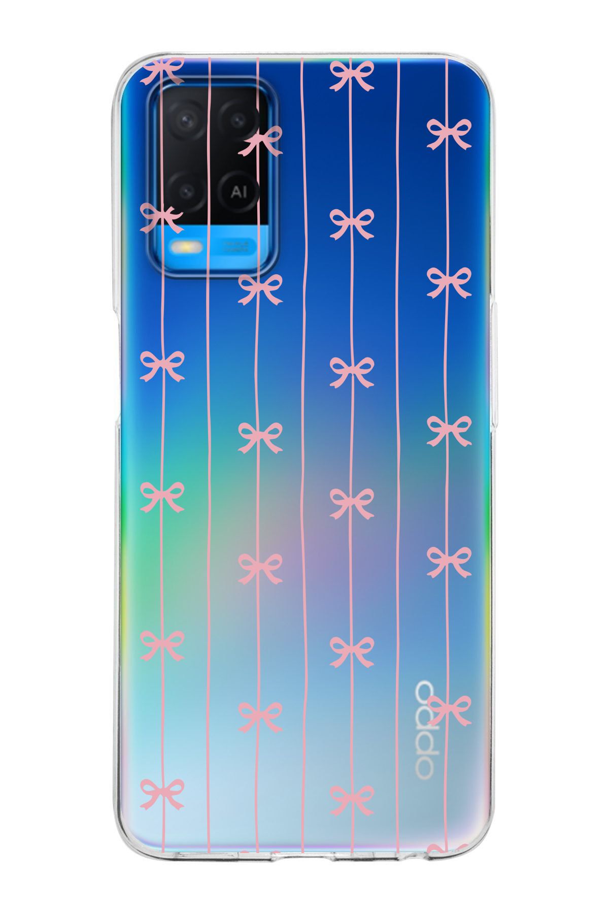 moonset Oppo A54 Uyumlu Fiyonklar Tasarımlı Baskılı Şeffaf Telefon Kılıfı