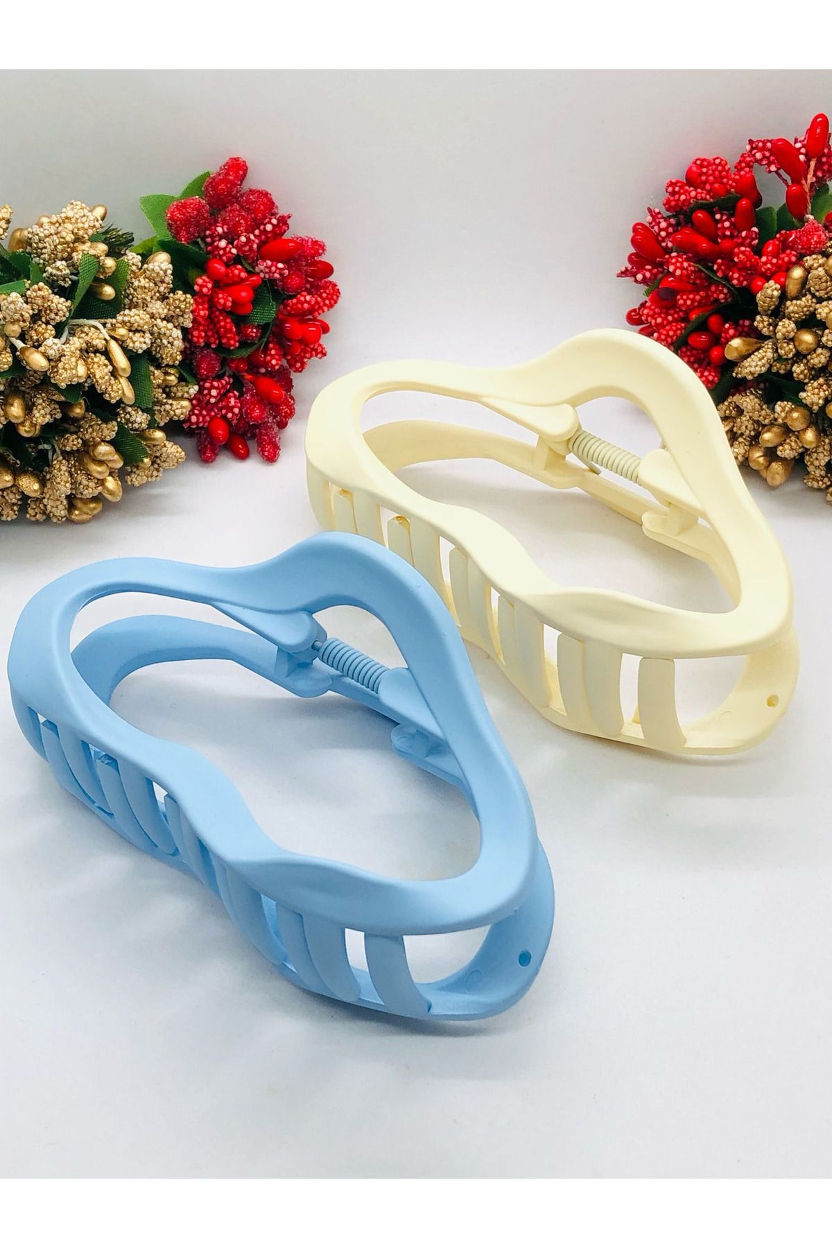 İnDerin Kadın Soft Renkli Mandal Toka Saç Tokası 11 cm Büyük Boy 2'li