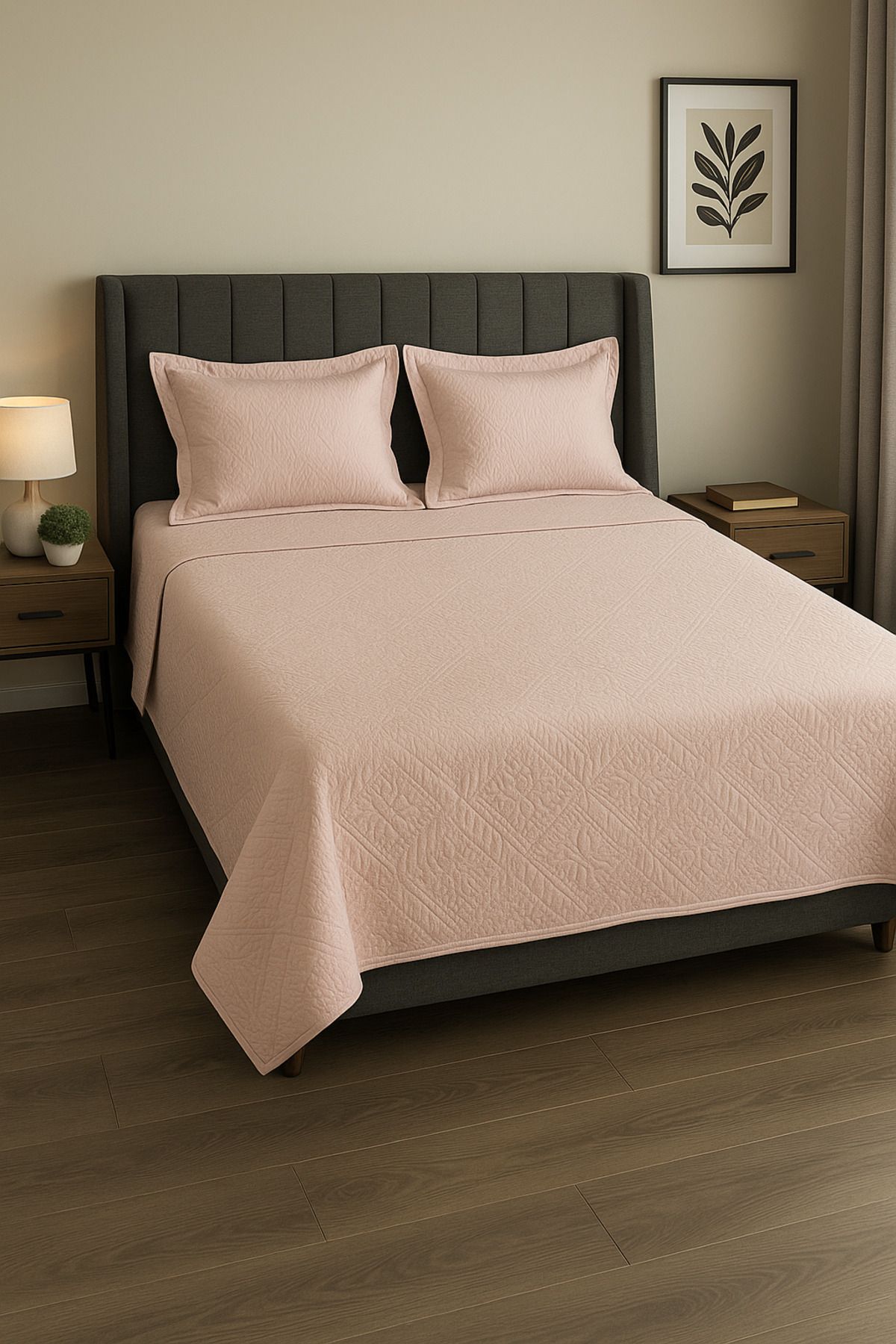 MixCotton Home Çift Kişilik Saten Pamuk Kapitone Çift Taraflı Çantalı Yatak Örtüsü ve 2 Li Yastık Kılıfı