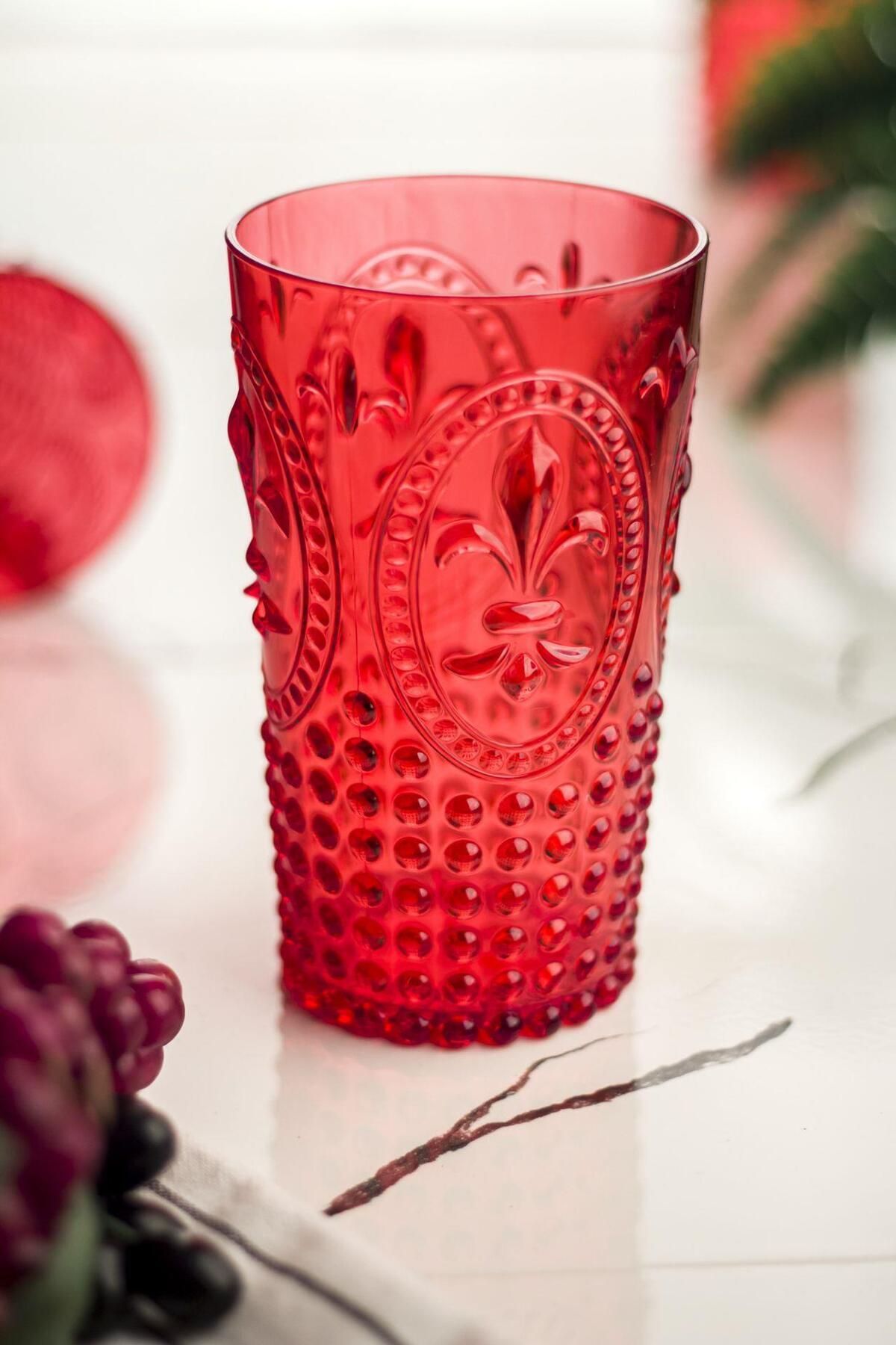 Shop58 Akrilik Kırmızı Tekli Uzun Bardak & Su Meşrubat Bardağı 750 ml ( Büyük Boy & Cam Değildir )
