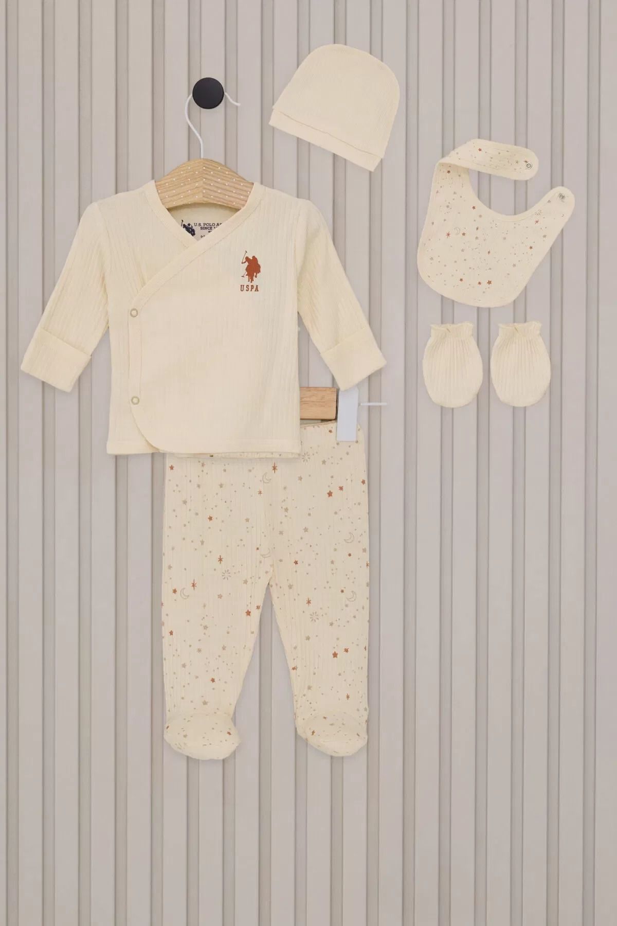 Shop58 Kız Bebek 5'li Zıbın Seti Krem