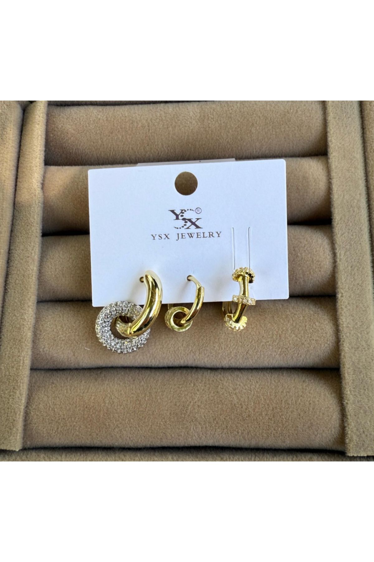 AychaAksesuar Çelik vip seri ysx rainbow halkalı 3’lü set küpe