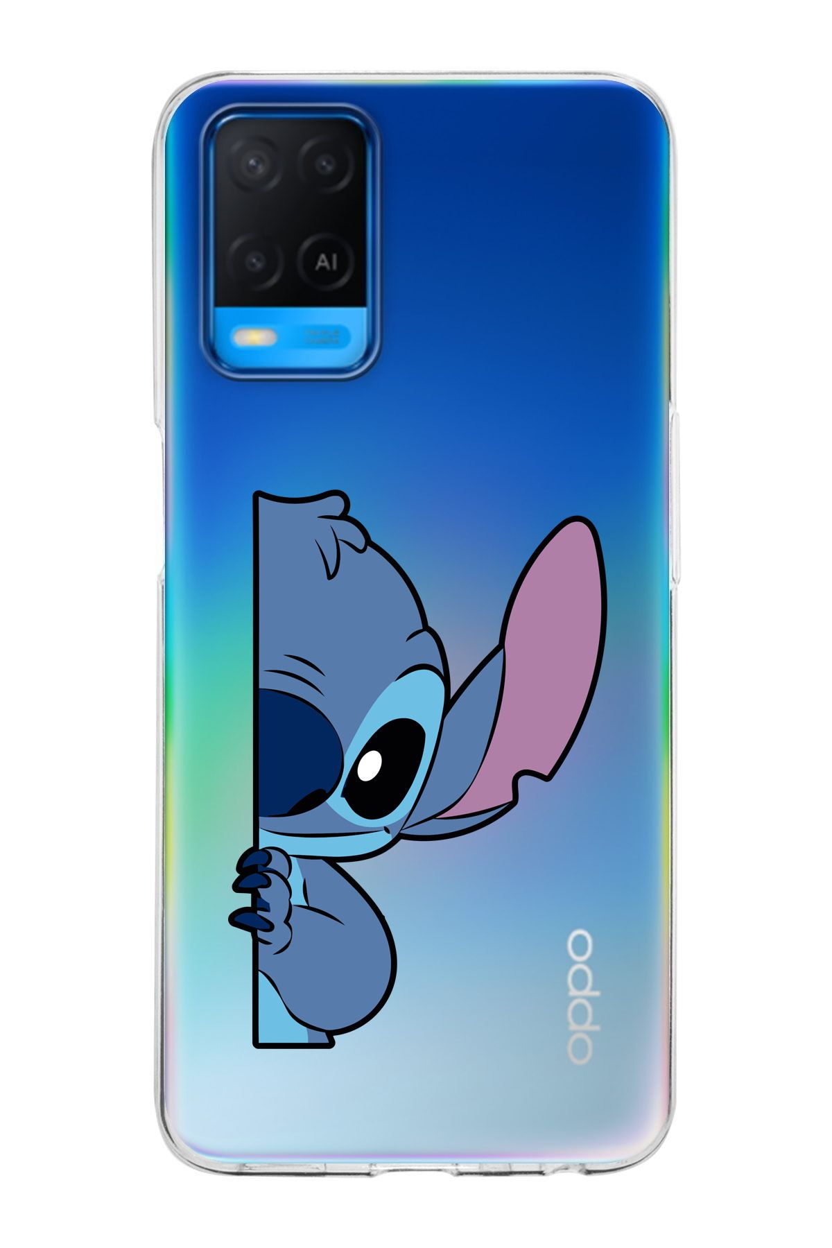 moonset Oppo A54 Uyumlu Stitch Tasarımlı Baskılı Şeffaf Telefon Kılıfı